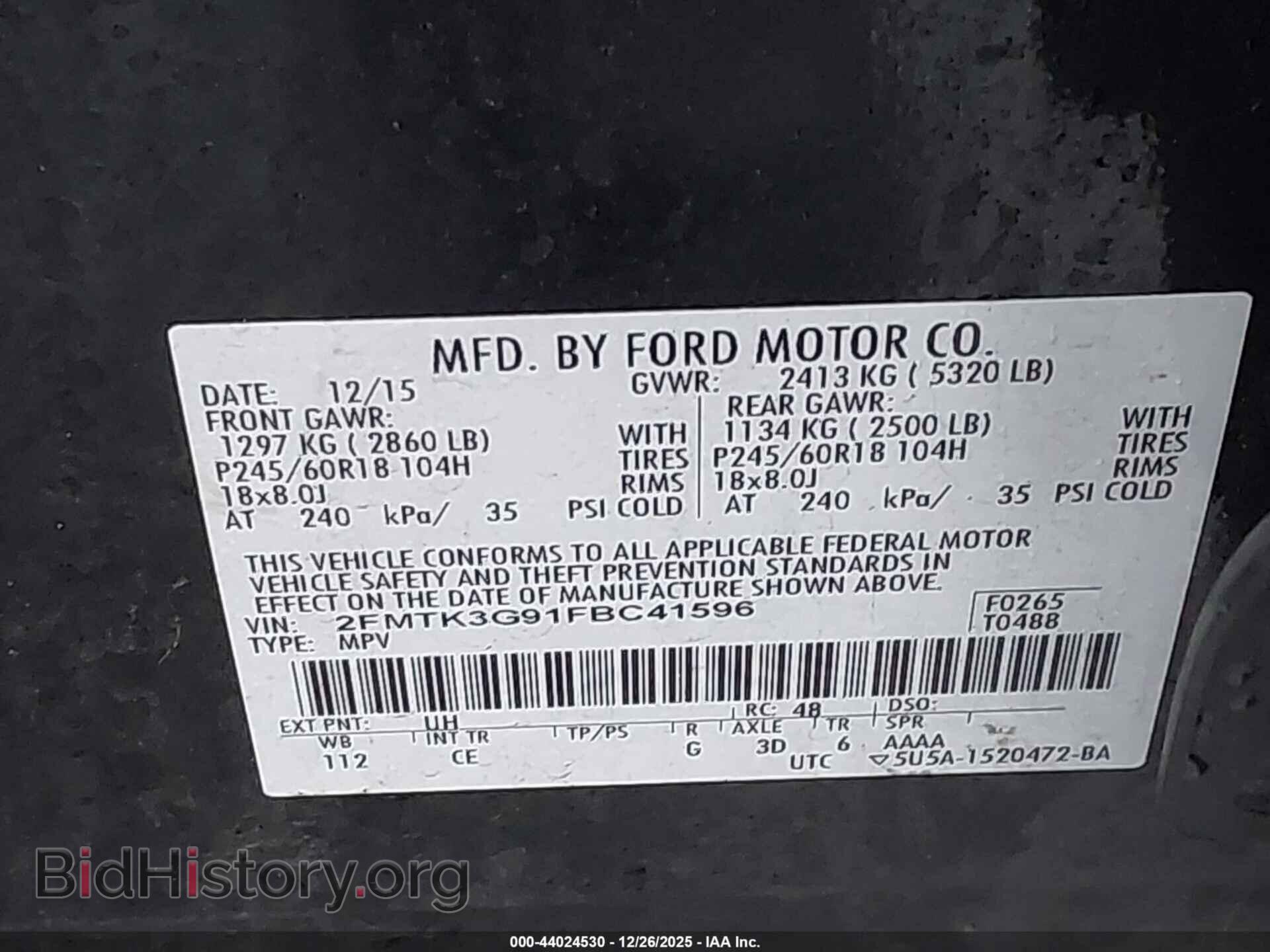 2015 FORD EDGE - VIN: 2FMTK3G91FBC41596 - Photo 9