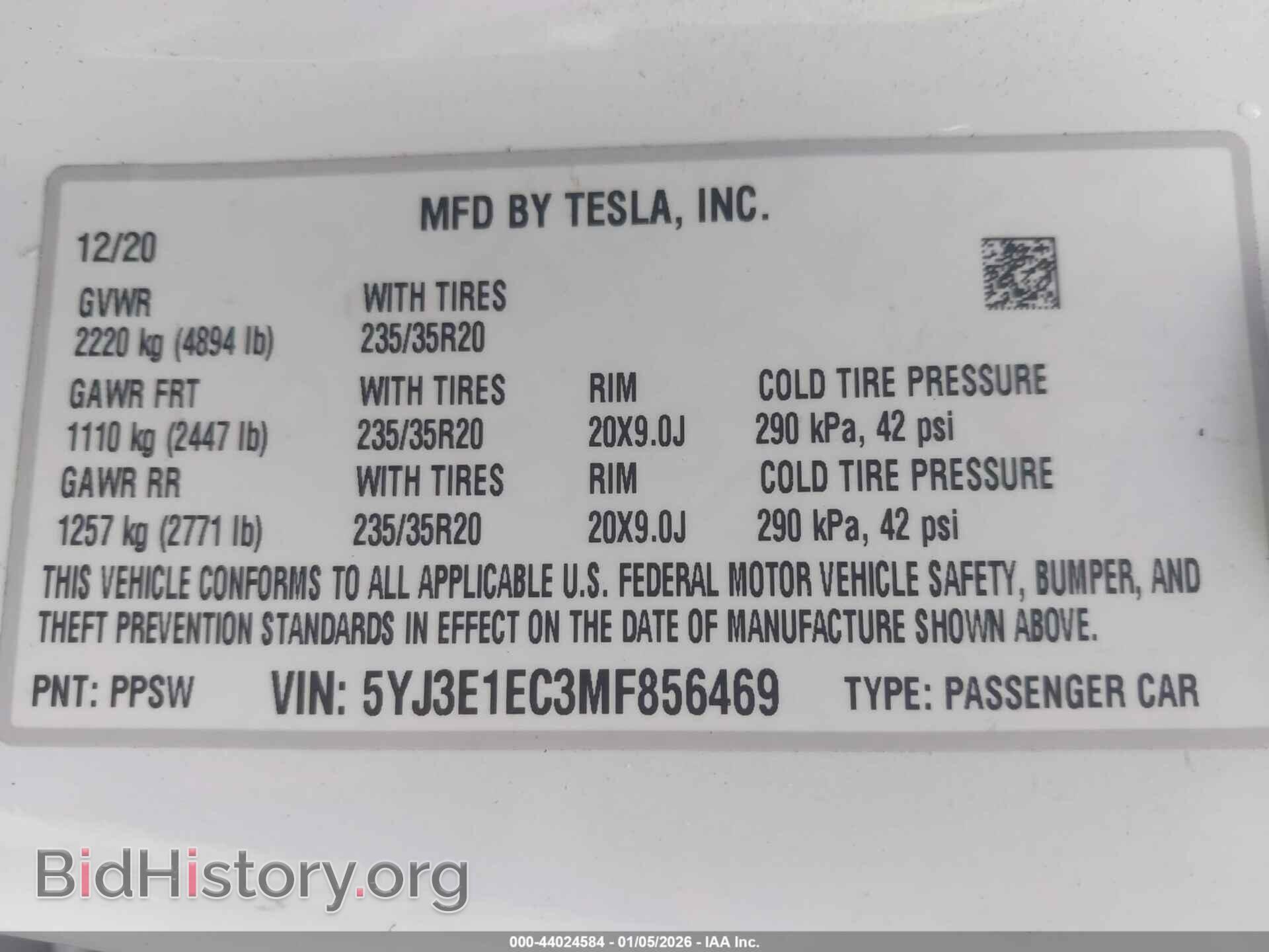 2021 TESLA MODEL 3 - VIN: 5YJ3E1EC3MF856469 - Photo 9