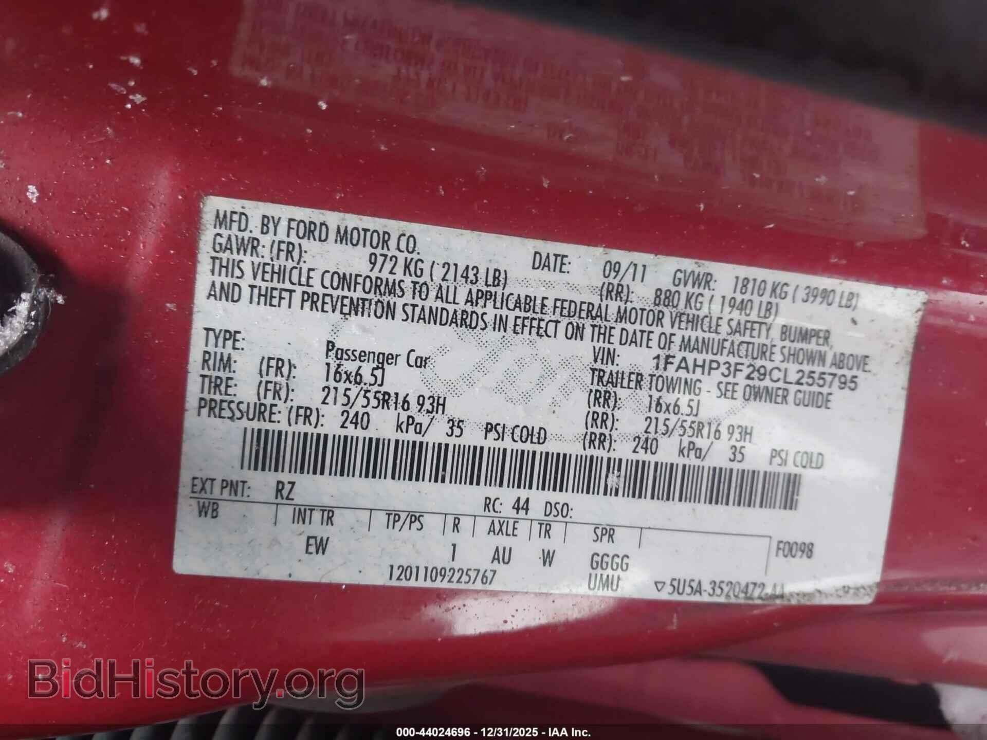 2012 FORD FOCUS - VIN: 1FAHP3F29CL255795 - Фото 9