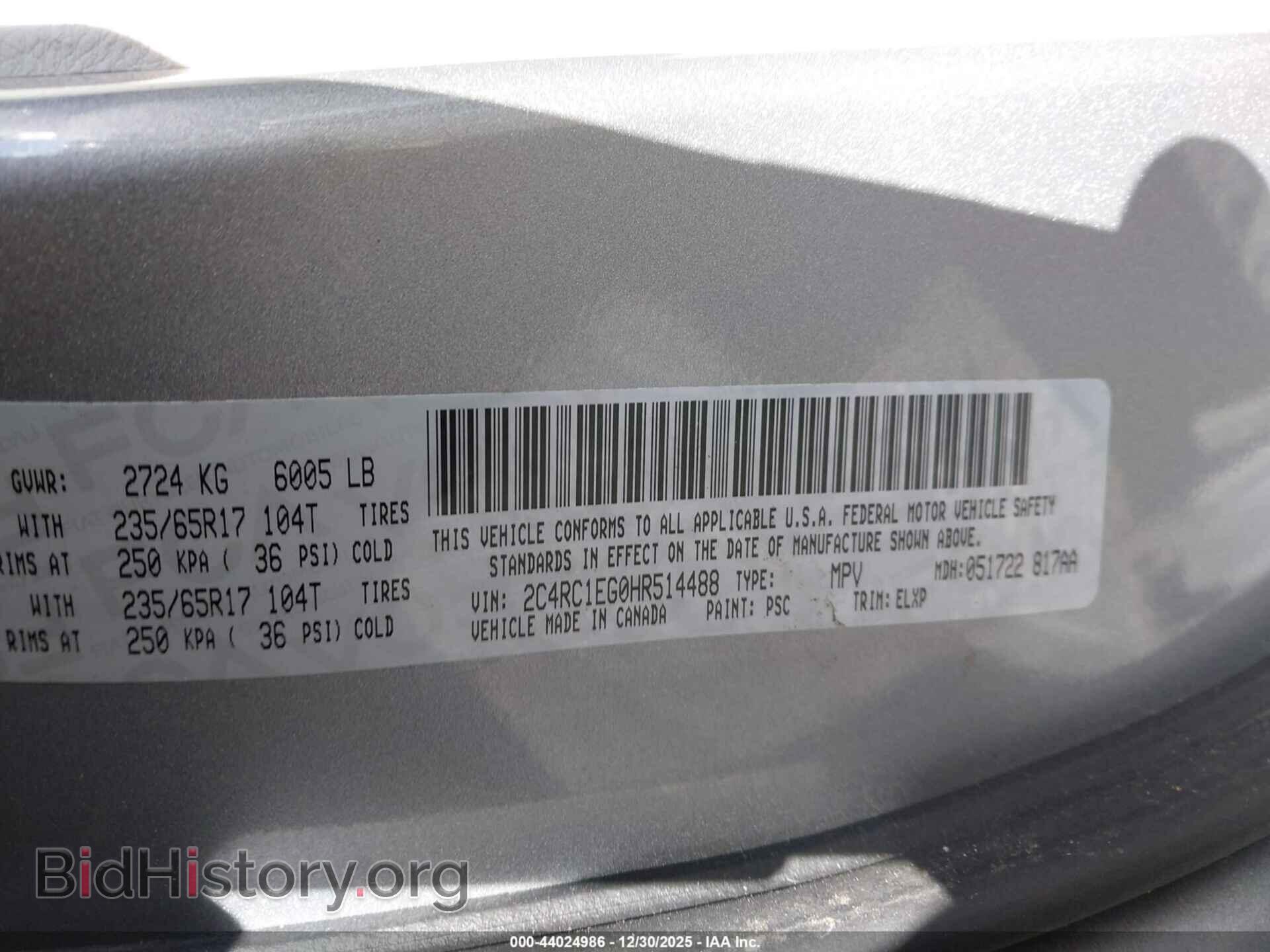 2017 CHRYSLER PACIFICA - VIN: 2C4RC1EG0HR514488 - Photo 9