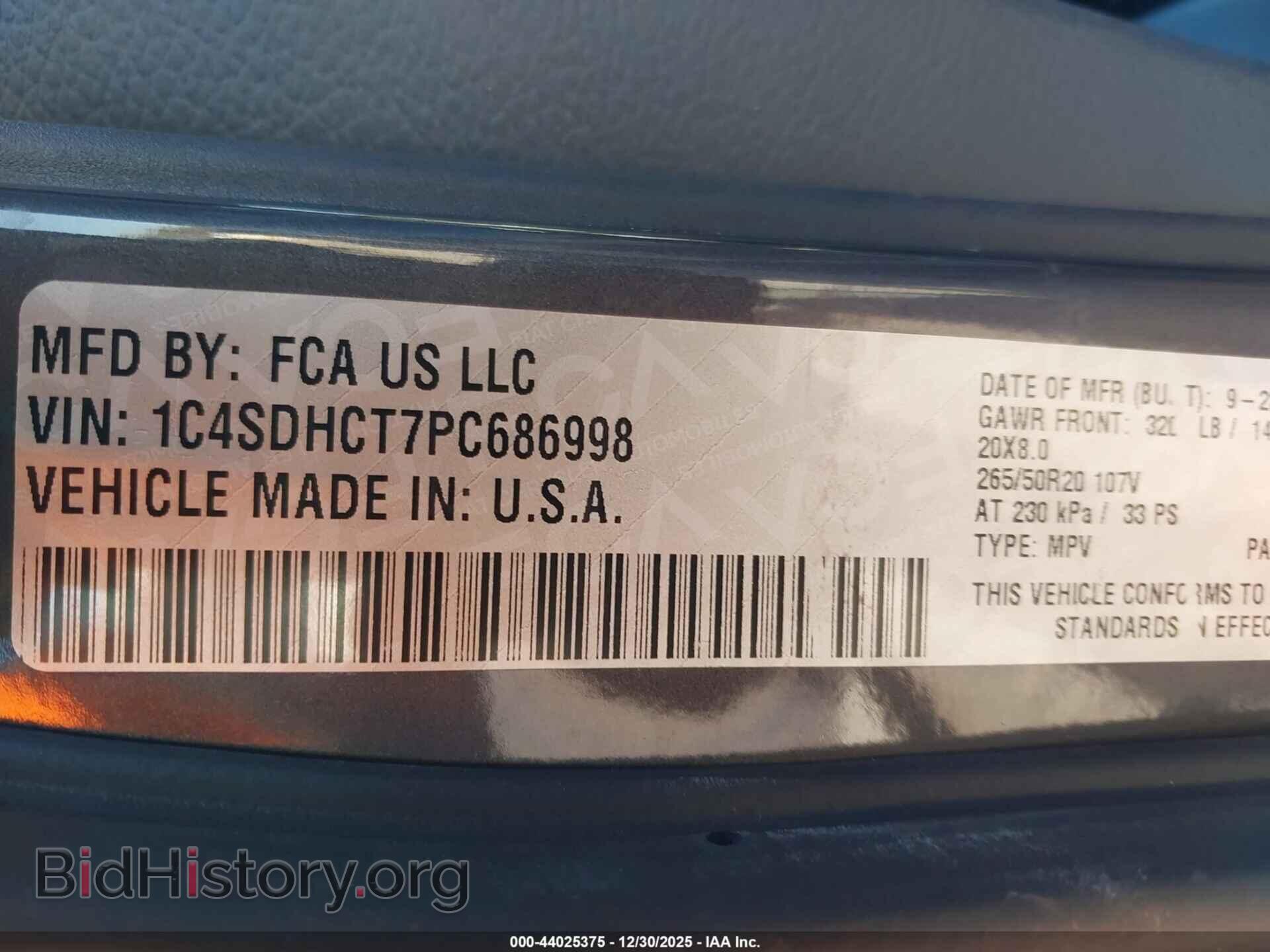 2023 DODGE DURANGO - VIN: 1C4SDHCT7PC686998 - Фото 9