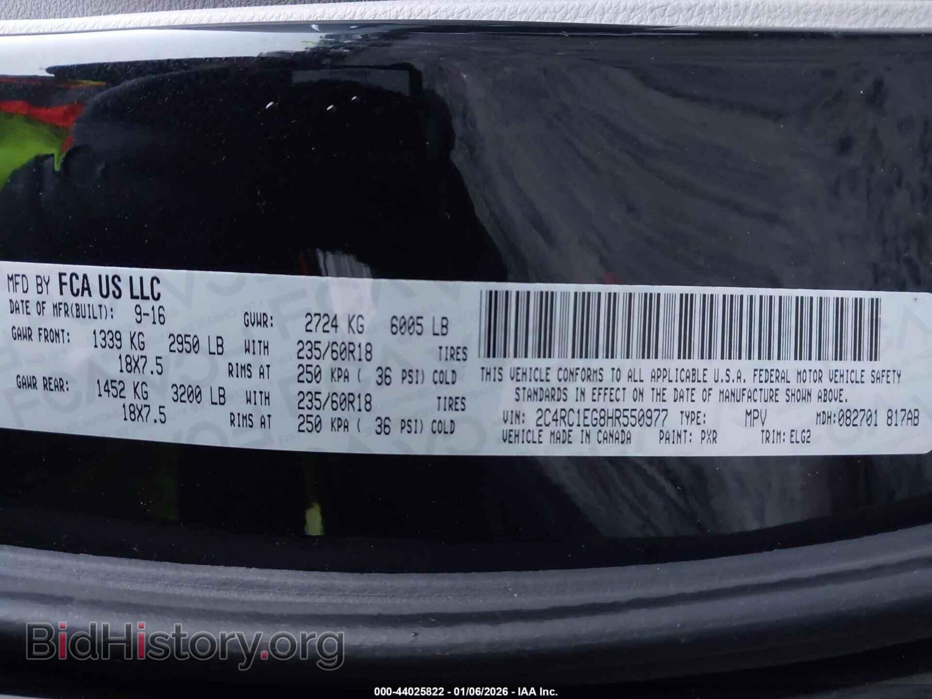 2017 CHRYSLER PACIFICA - VIN: 2C4RC1EG8HR550977 - Фото 9