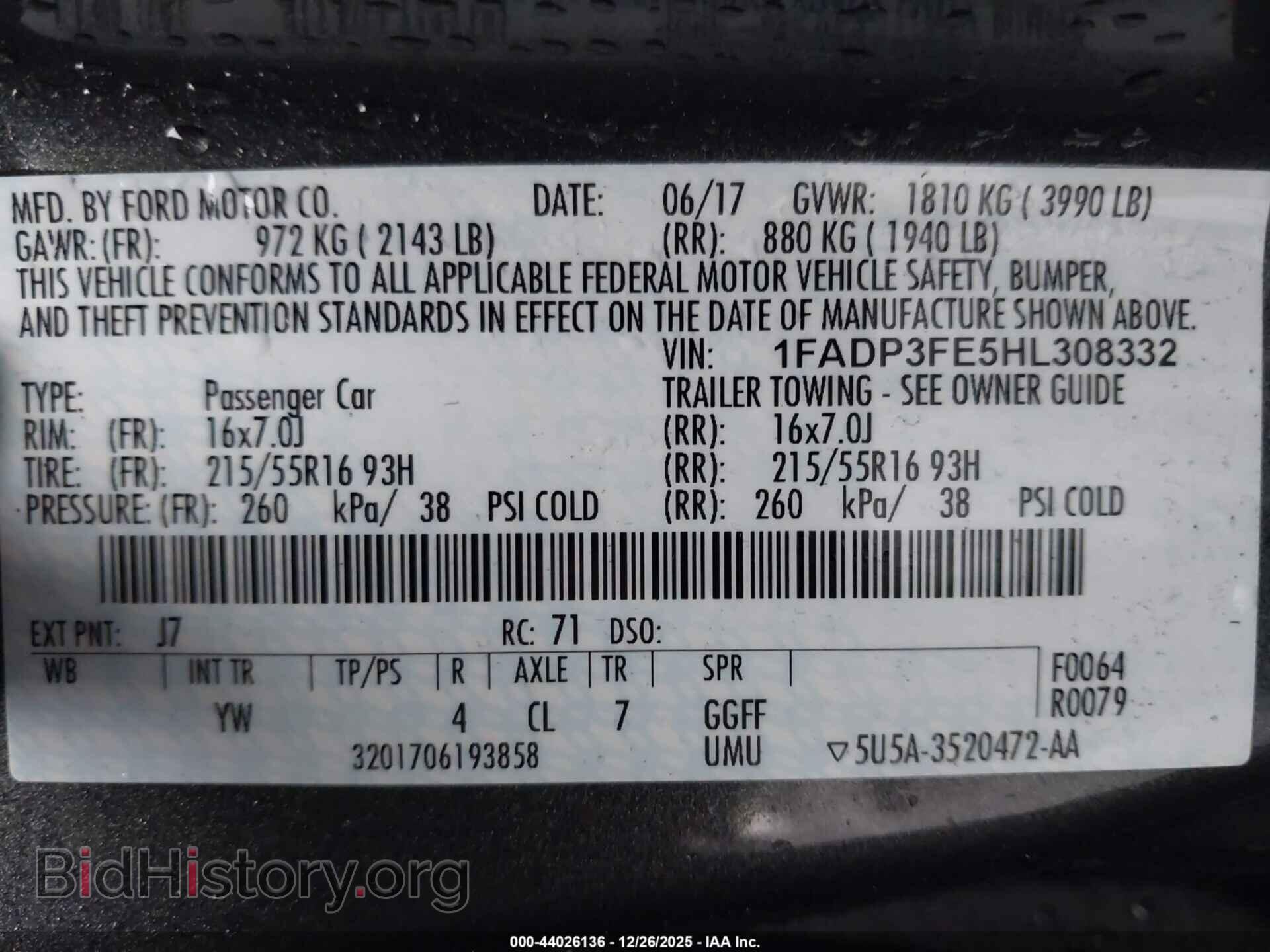 2017 FORD FOCUS - VIN: 1FADP3FE5HL308332 - Фото 9