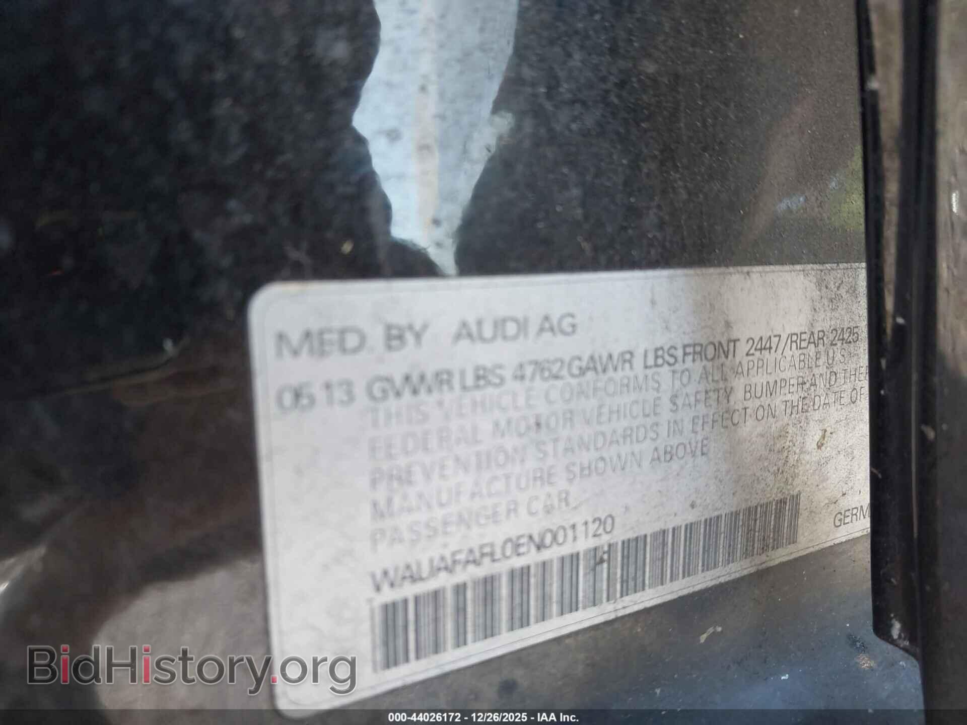 2014 AUDI A4 - VIN: WAUAFAFL0EN001120 - Фото 9