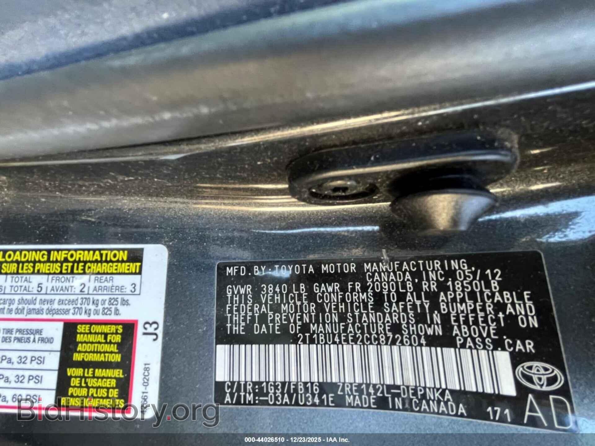 2012 TOYOTA COROLLA - VIN: 2T1BU4EE2CC872660 - Фото 9