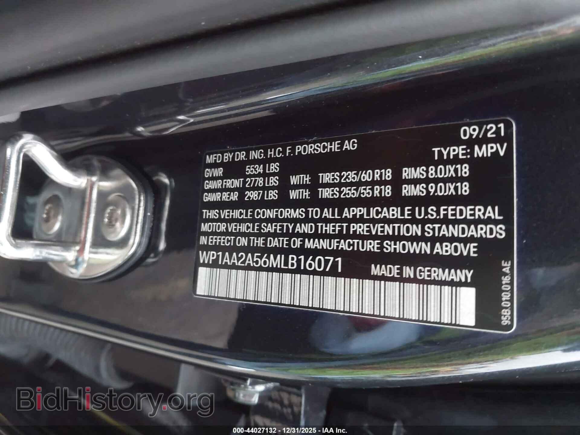 2021 PORSCHE MACAN - VIN: WP1AA2A56MLB16071 - Фото 9
