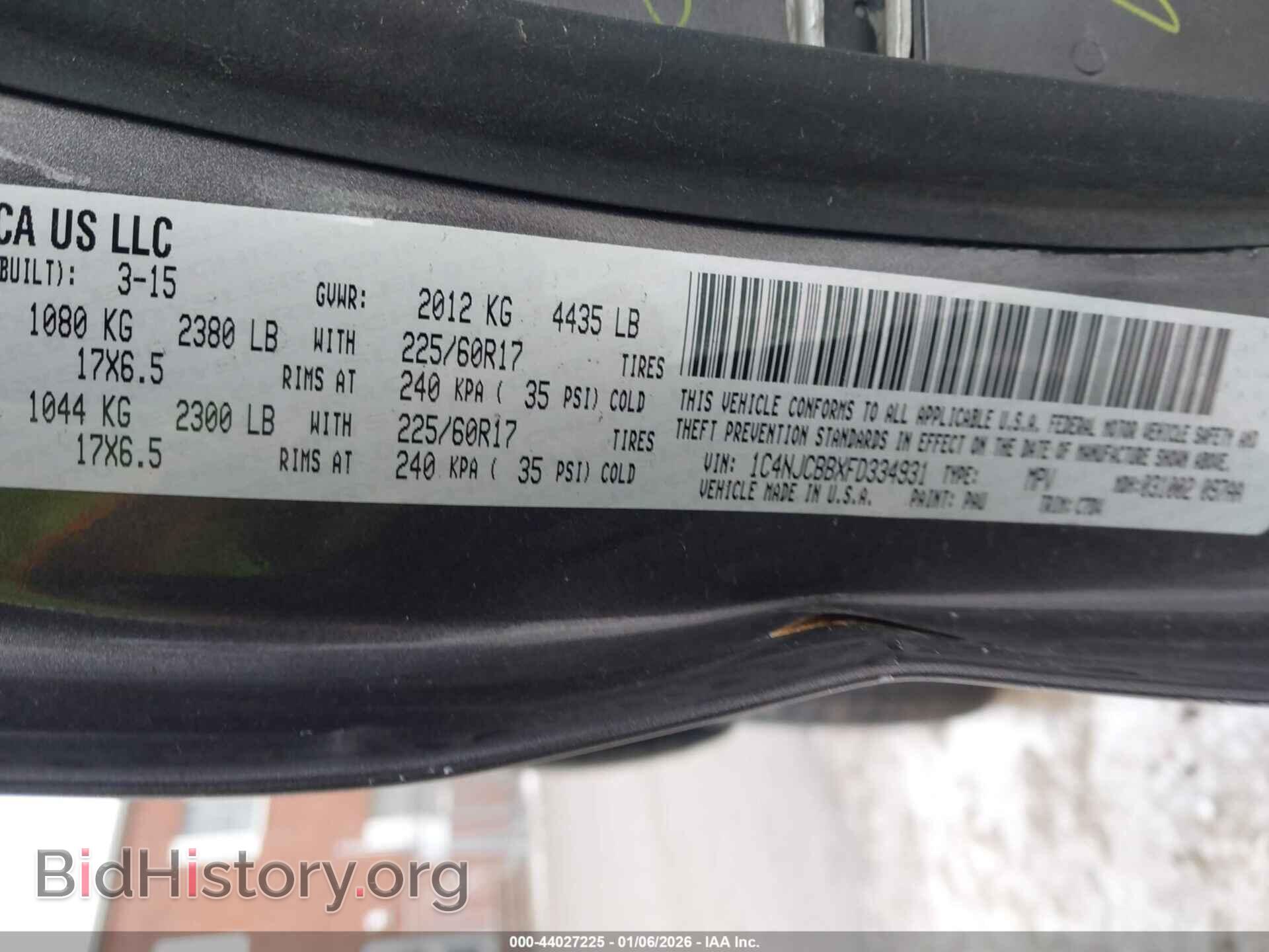 2015 JEEP COMPASS - VIN: 1C4NJCBBXFD334931 - Фото 9
