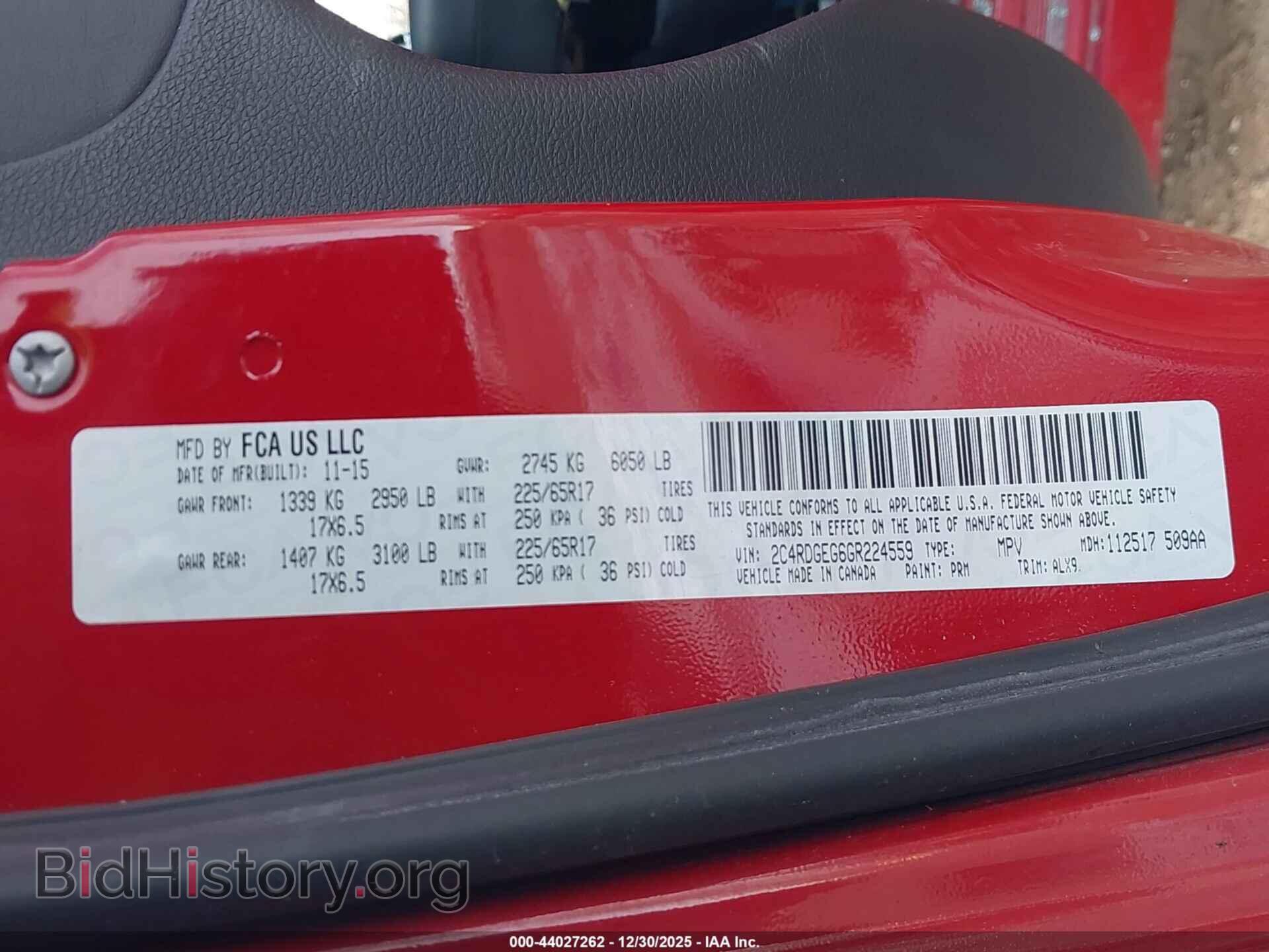 2016 DODGE GRAND CARAVAN - VIN: 2C4RDGEG6GR224559 - Фото 9