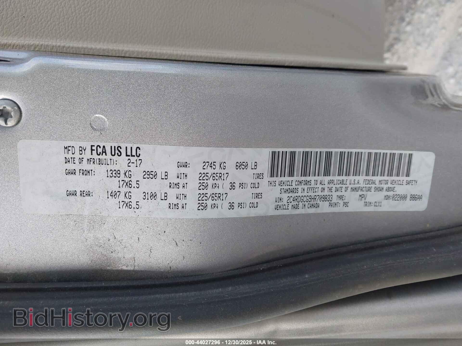 2017 DODGE GRAND CARAVAN - VIN: 2C4RDGCG9HR709833 - Фото 9