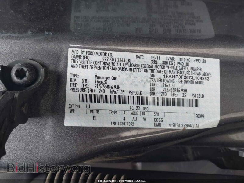 2012 Ford FOCUS (VIN 1FAHP3F26CL104252) — photo 9 of 10