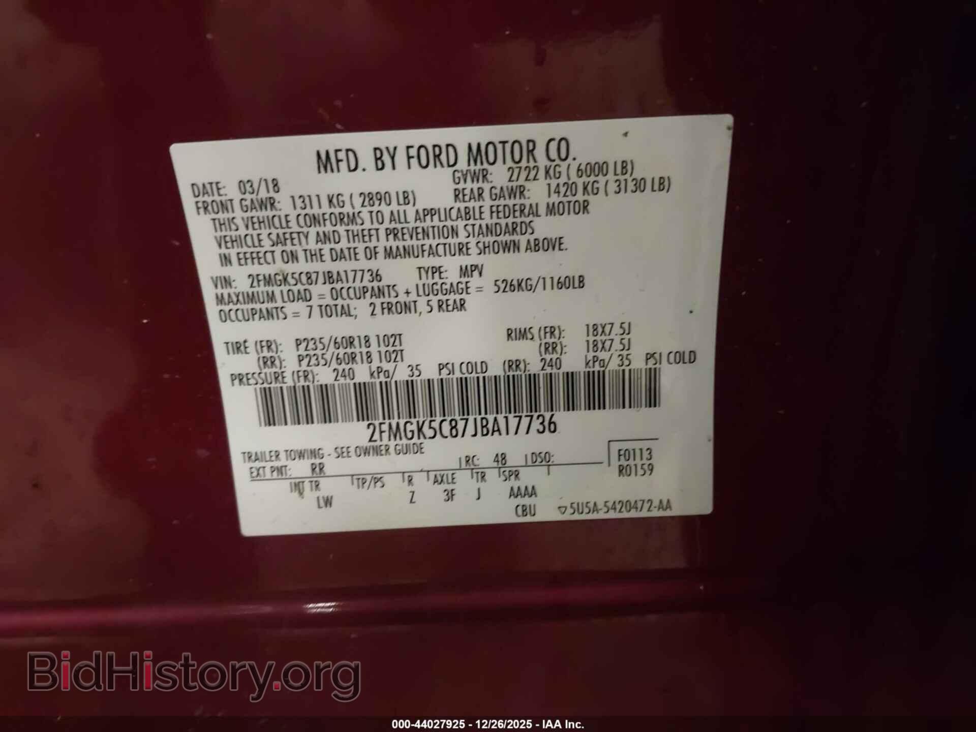 2018 FORD FLEX - VIN: 2FMGK5C87JBA17736 - Photo 9