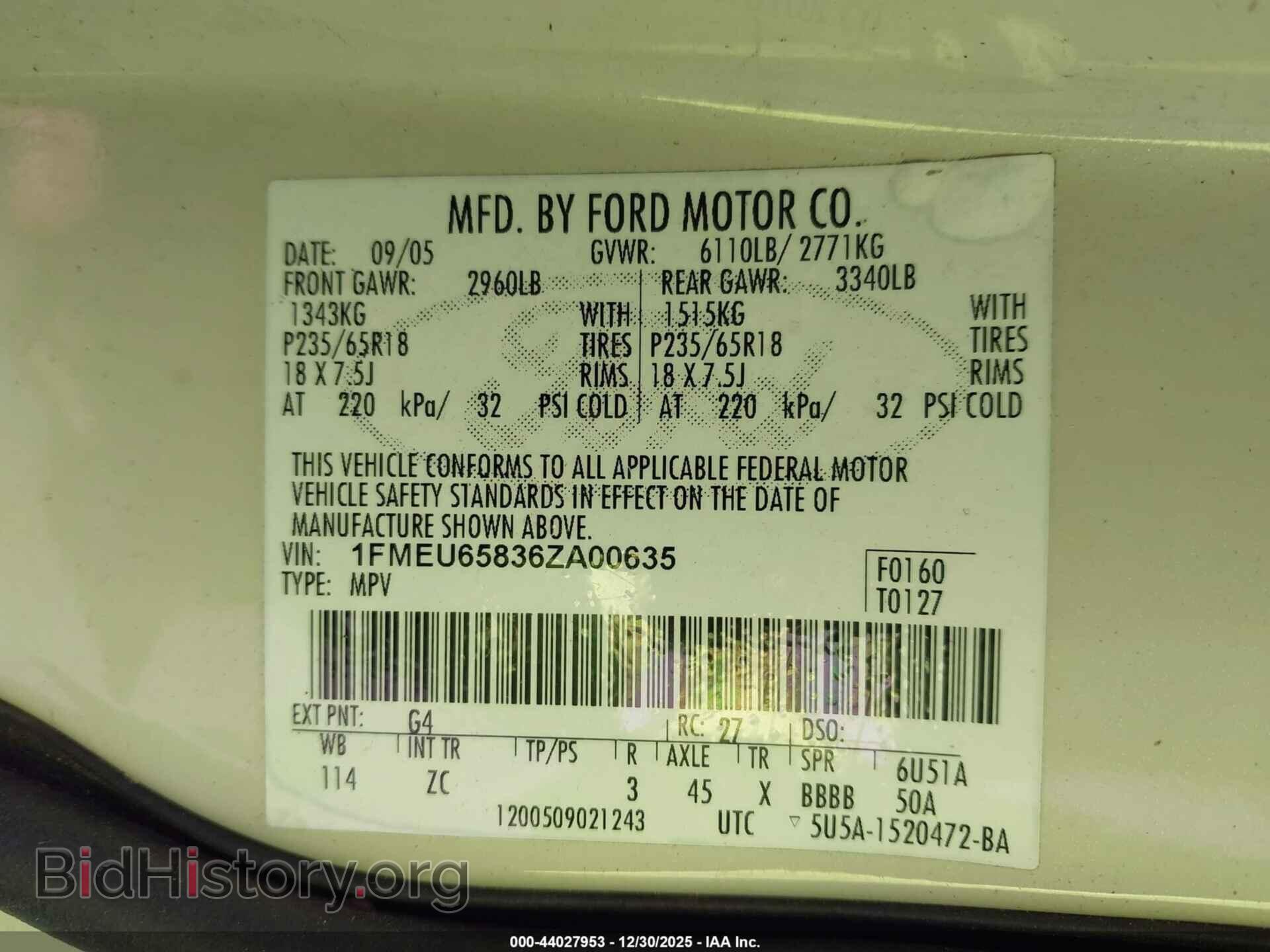 2006 FORD EXPLORER - VIN: 1FMEU65836ZA00635 - Фото 9