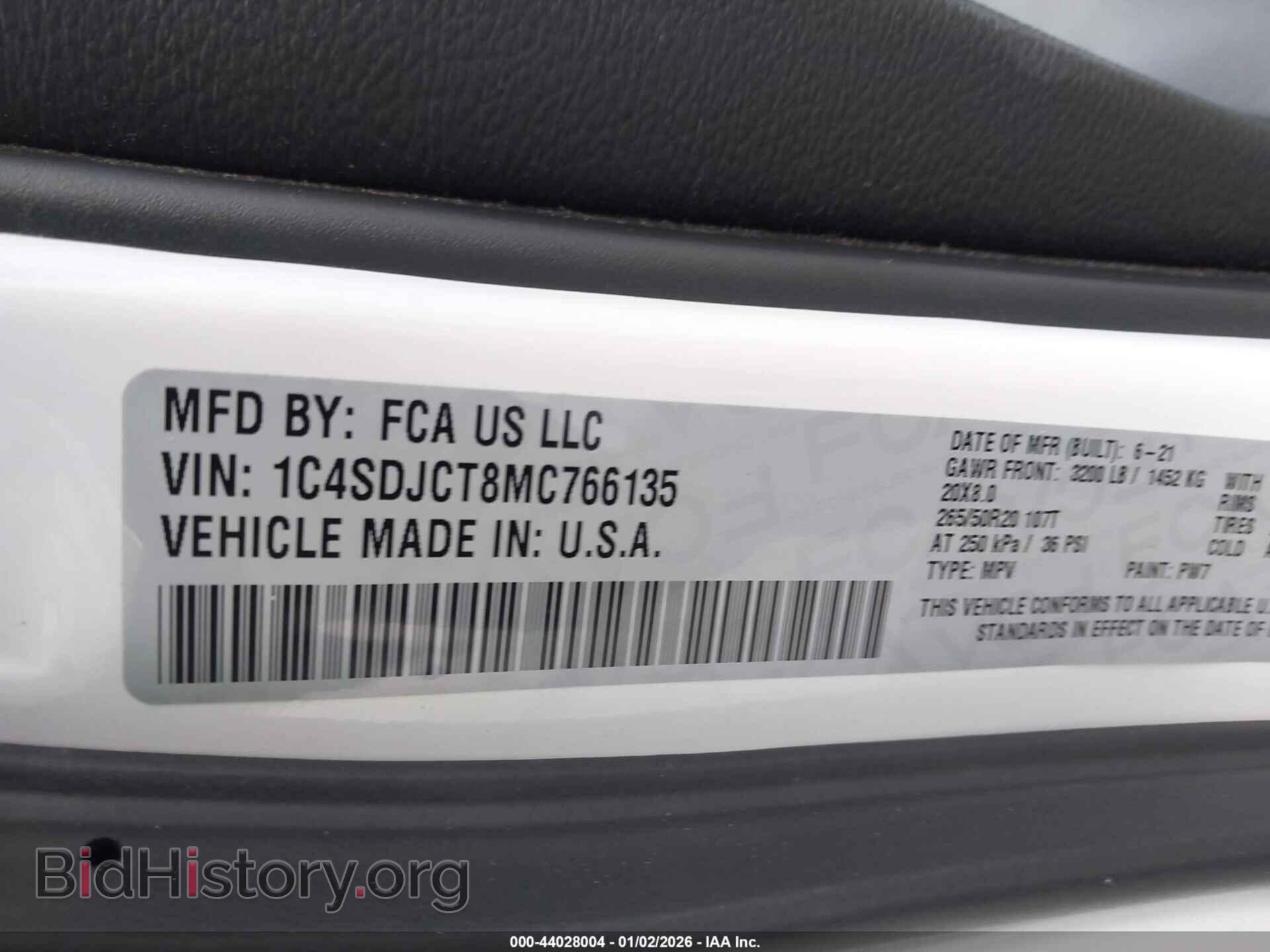 2021 DODGE DURANGO - VIN: 1C4SDJCT8MC766135 - Фото 9
