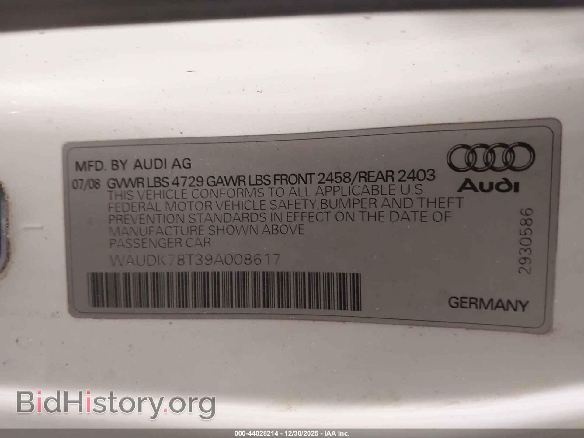 2009 AUDI A5 - VIN: WAUDK78T39A008617 - Фото 9