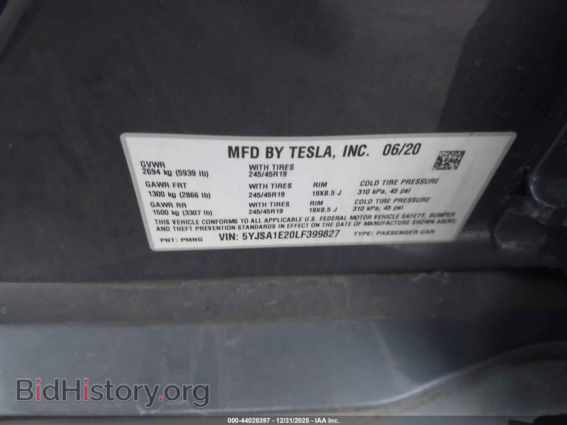 2020 TESLA MODEL S - VIN: 5YJSA1E20LF399827 - Photo 9