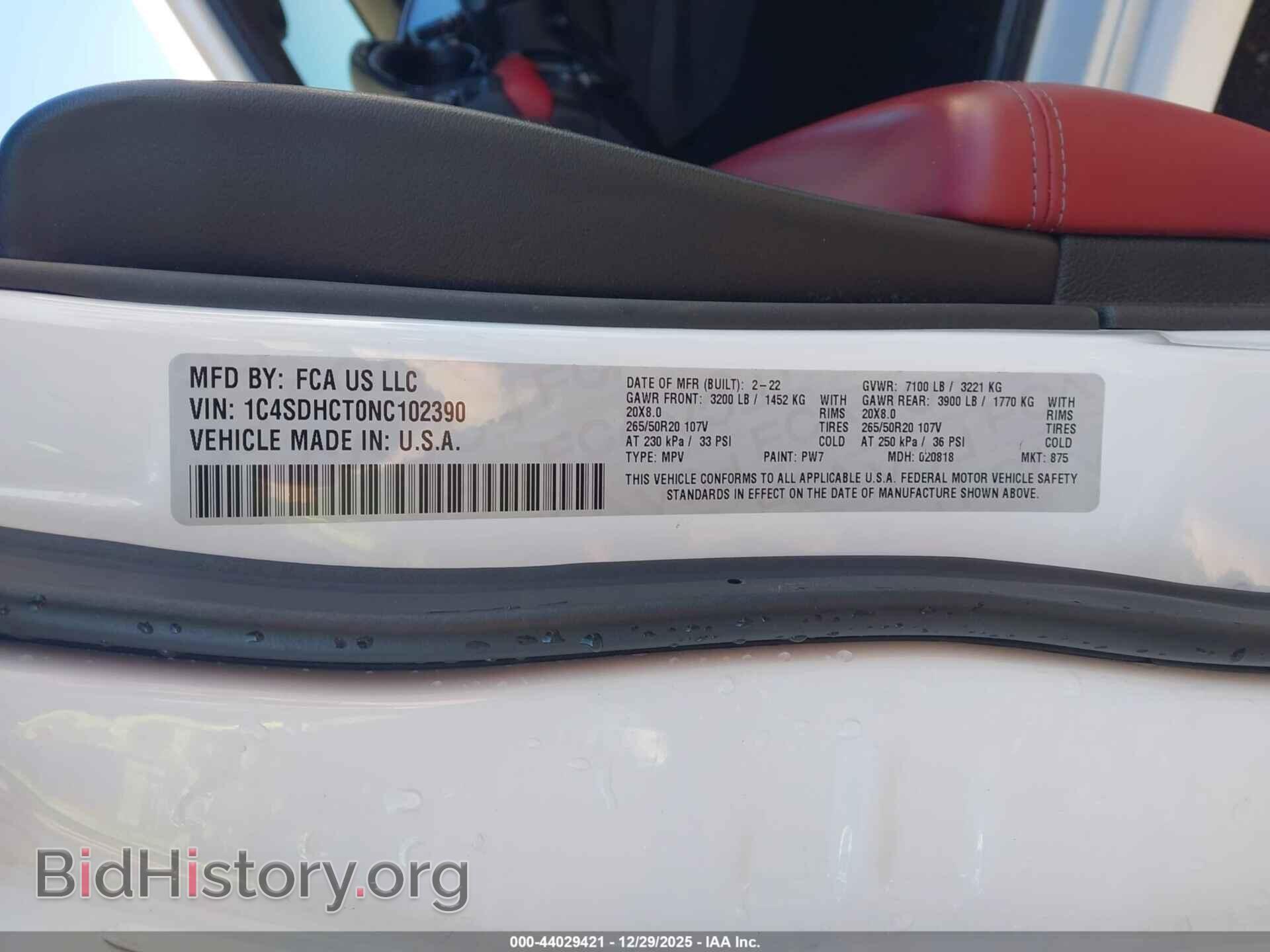 2022 DODGE DURANGO - VIN: 1C4SDHCT0NC102390 - Фото 9