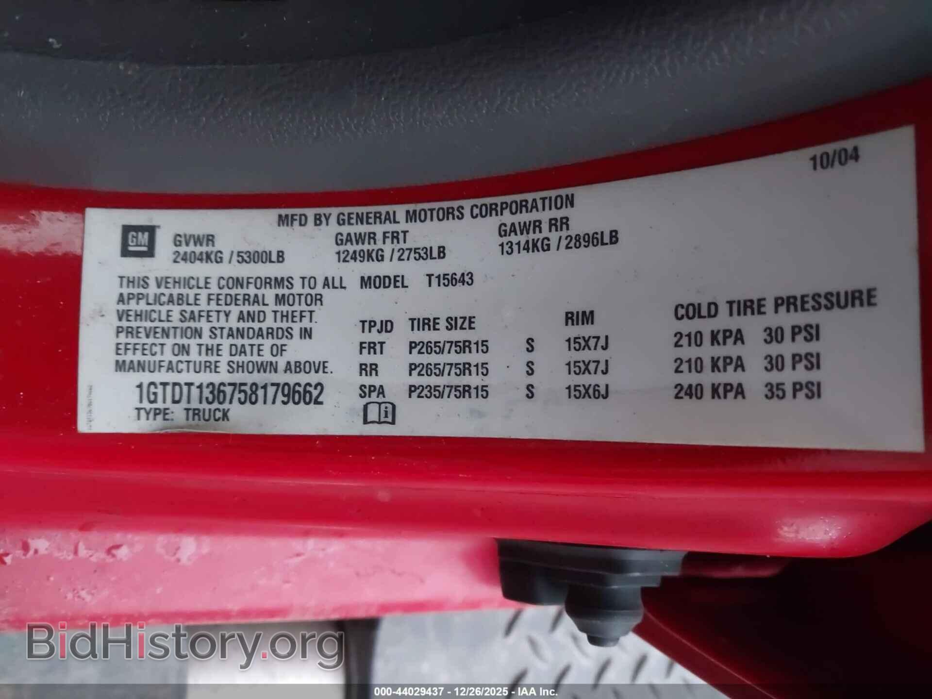 2005 GMC CANYON - VIN: 1GTDT136758179662 - Фото 9