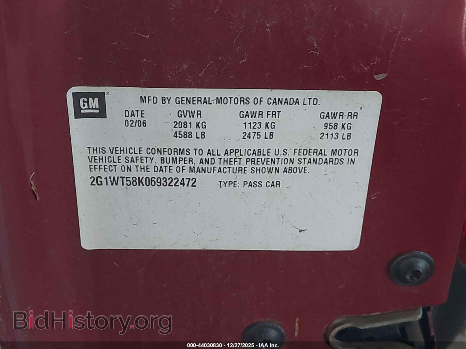 2006 CHEVROLET IMPALA - VIN: 2G1WT58K069322472 - Фото 9