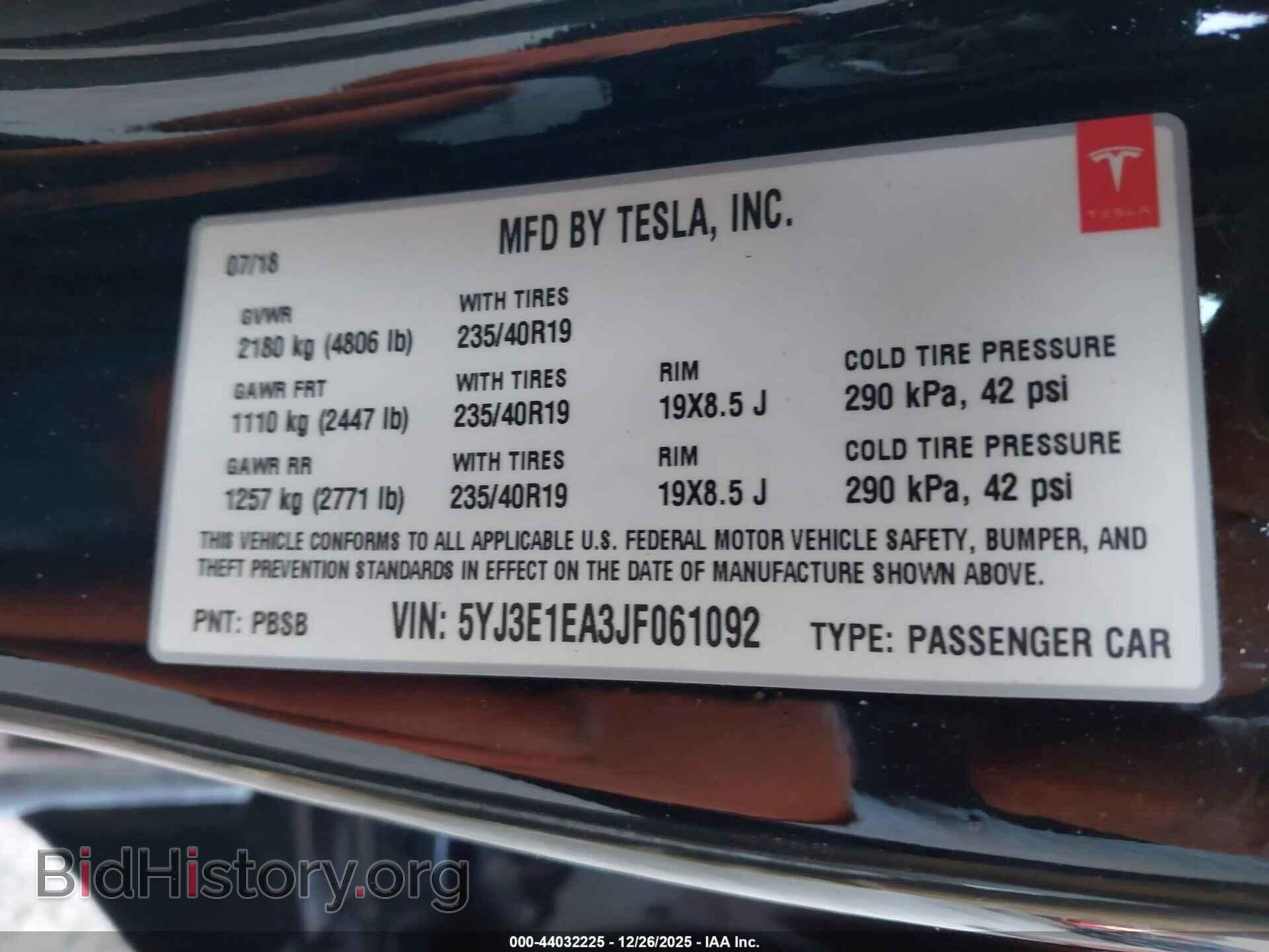 2018 TESLA MODEL 3 - VIN: 5YJ3E1EA3JF061092 - Photo 9