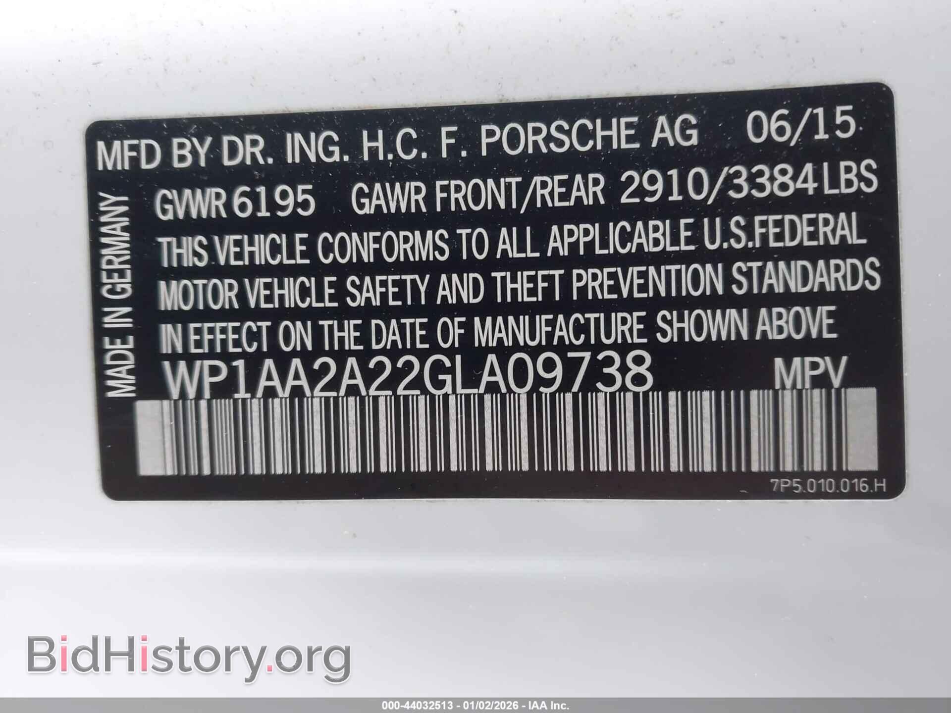2016 PORSCHE CAYENNE - VIN: WP1AA2A22GLA09738 - Фото 9