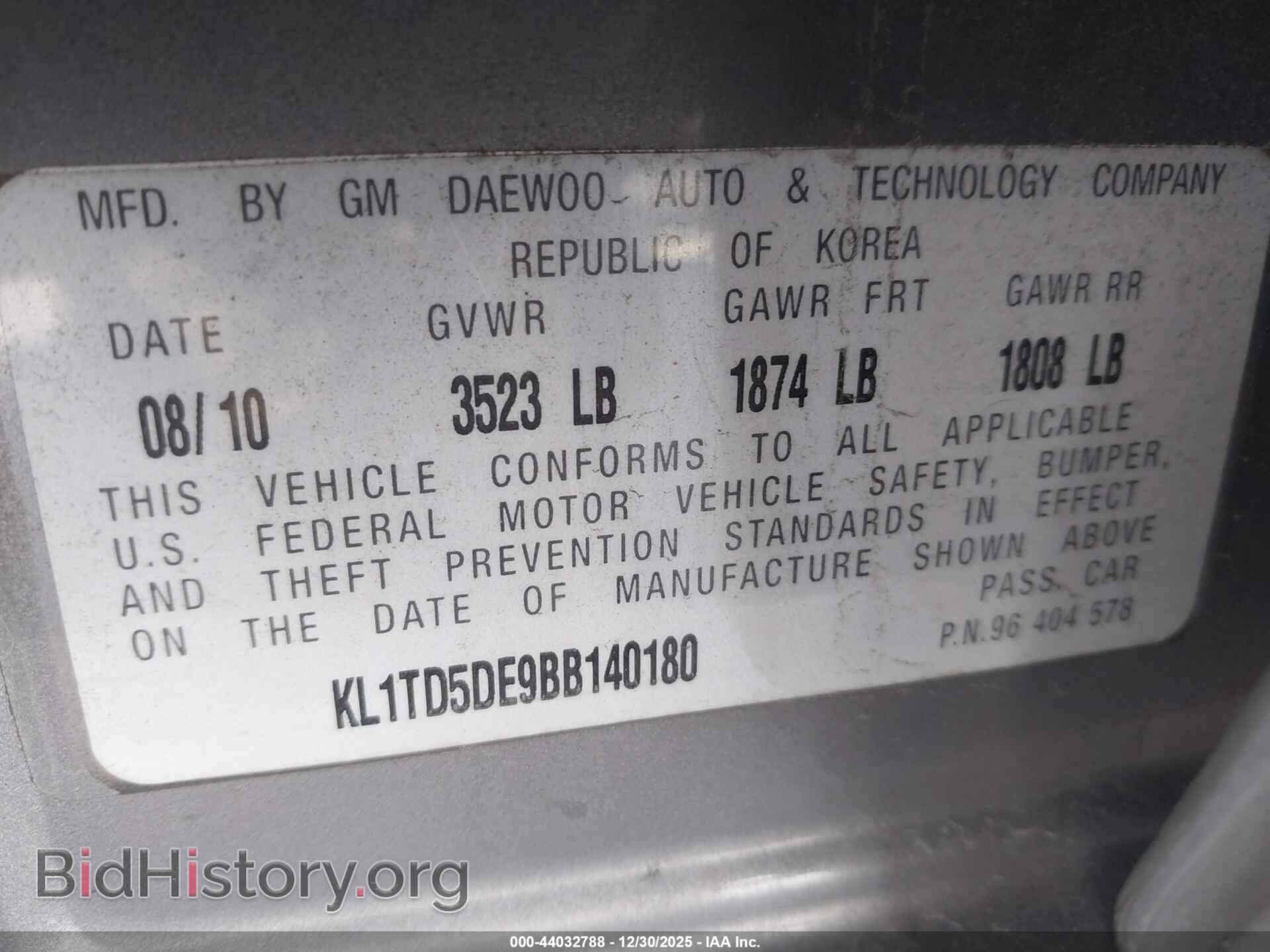2011 CHEVROLET AVEO - VIN: KL1TD5DE9BB140180 - Photo 9