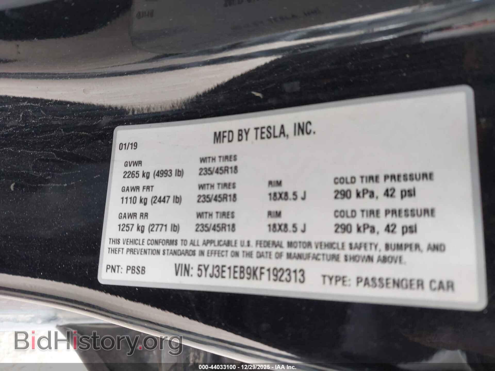 2019 TESLA MODEL 3 - VIN: 5YJ3E1EB9KF192313 - Photo 9