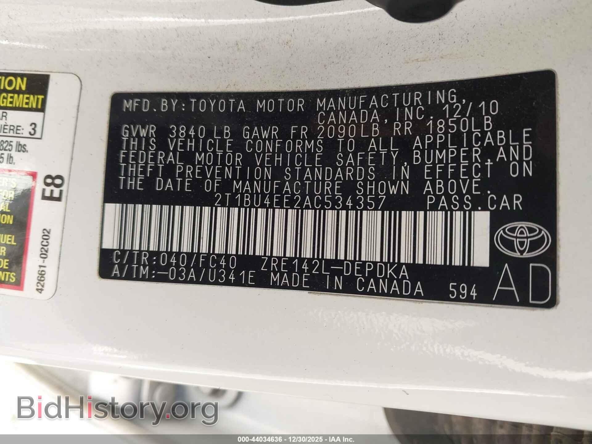 2010 TOYOTA COROLLA - VIN: 2T1BU4EE2AC534357 - Фото 9