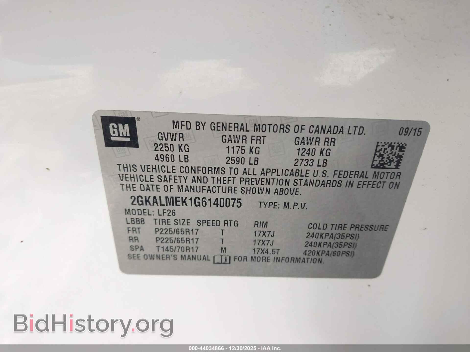 2016 GMC TERRAIN - VIN: 2GKALMEK1G6140075 - Photo 9