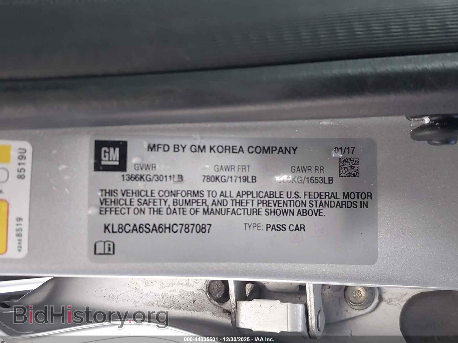 2017 CHEVROLET SPARK - VIN: KL8CA6SA6HC787087 - Фото 9