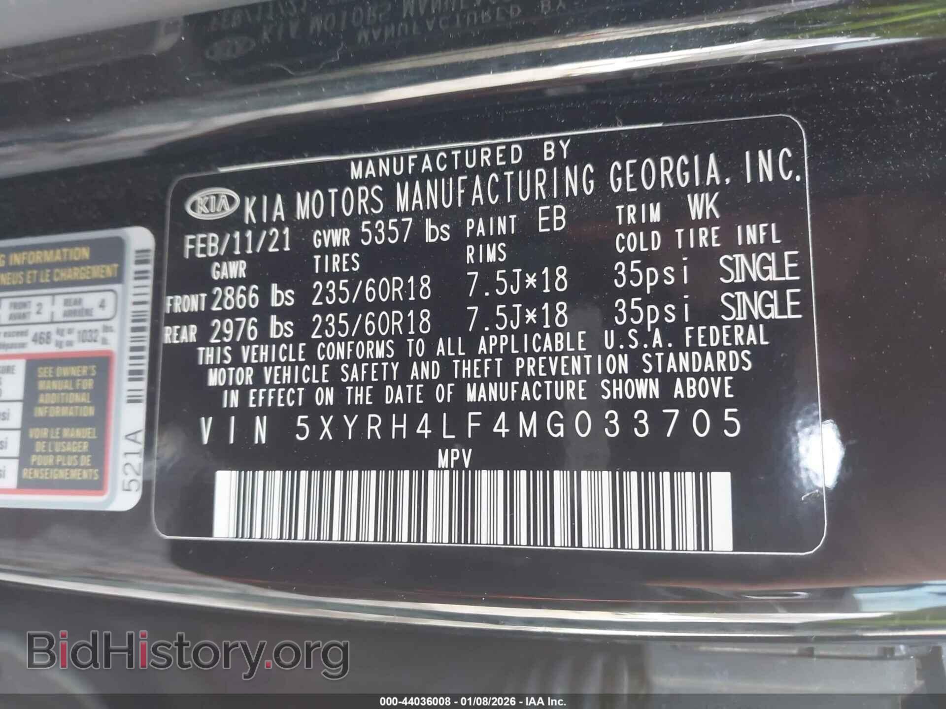 2021 KIA SORENTO - VIN: 5XYRH4LF4MG033705 - Фото 9