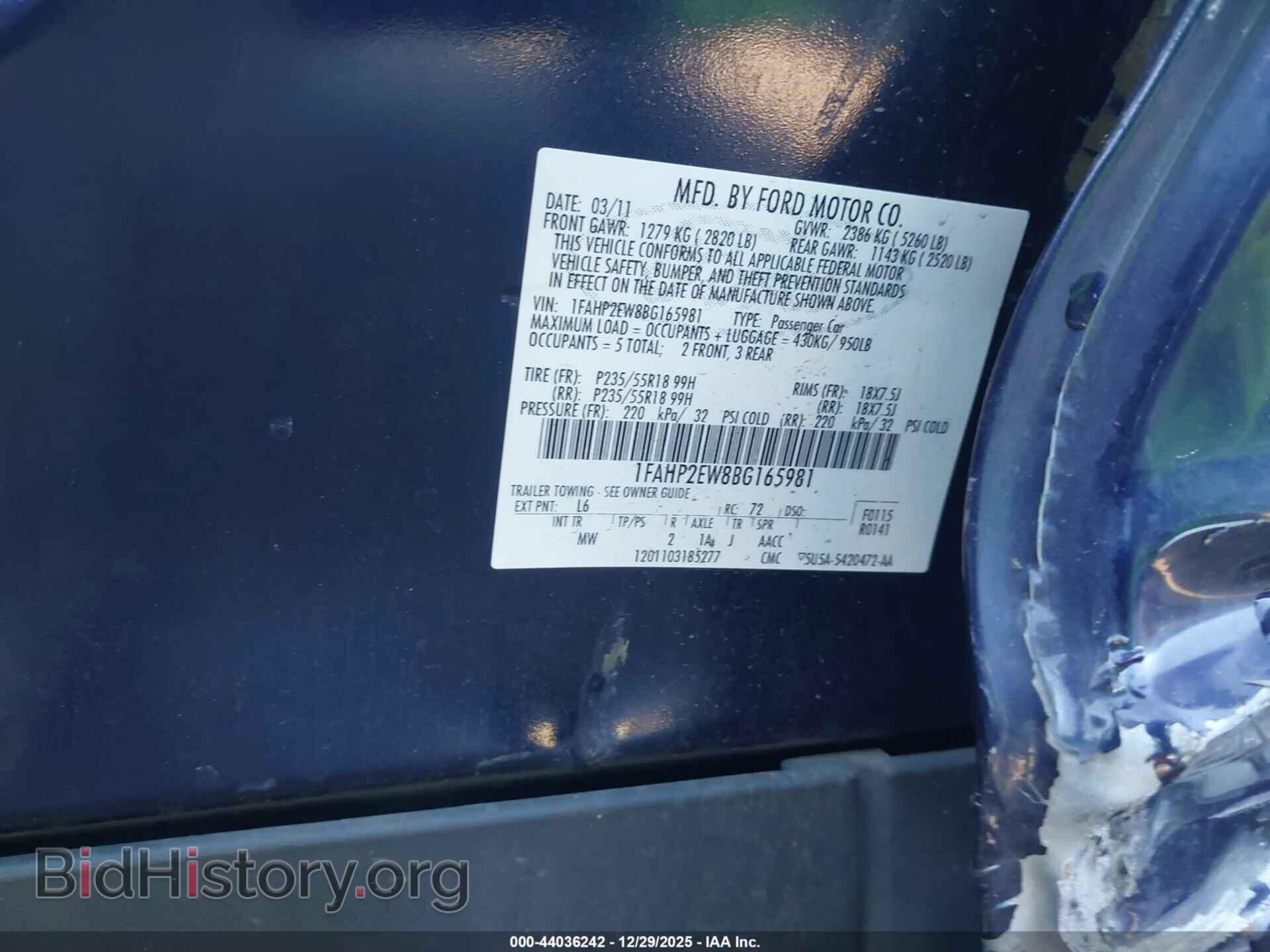 2011 FORD TAURUS - VIN: 1FAHP2EW8BG165981 - Photo 9