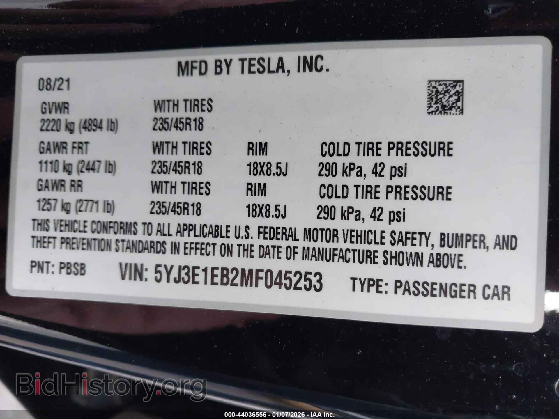 2021 TESLA MODEL 3 - VIN: 5YJ3E1EB2MF045253 - Photo 9