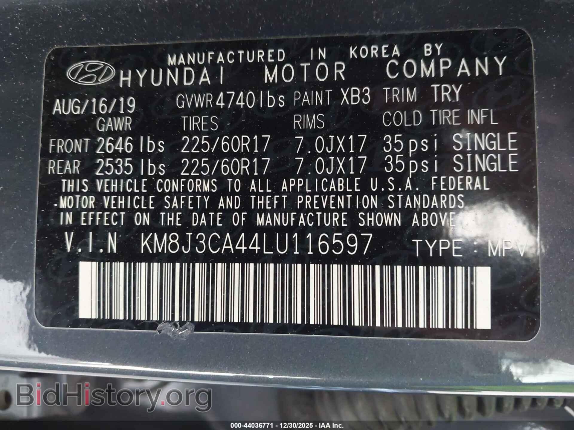 2020 HYUNDAI TUCSON - VIN: KM8J3CA44LU116597 - Фото 9