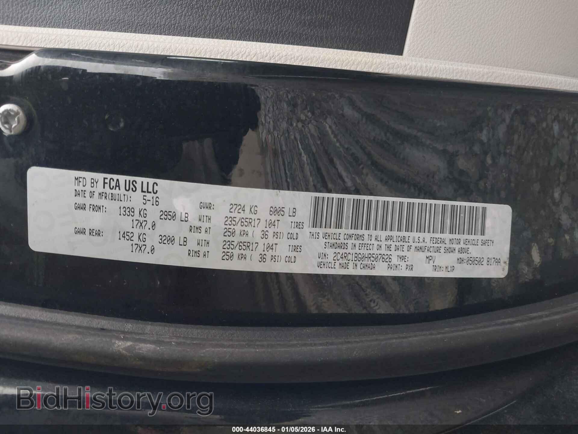 2017 CHRYSLER PACIFICA - VIN: 2C4RC1BG0HR507626 - Photo 9