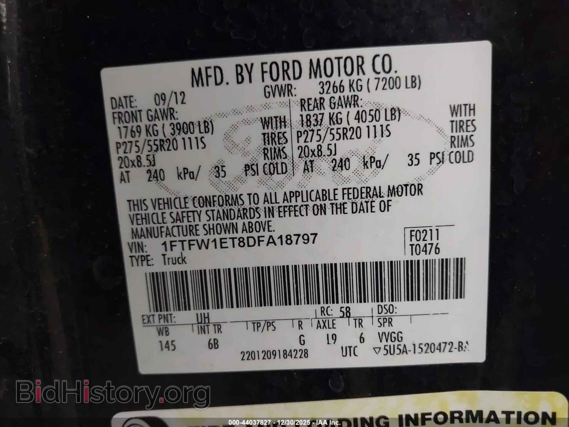 2013 FORD F-150 - VIN: 1FTFW1ET8DFA18797 - Фото 9