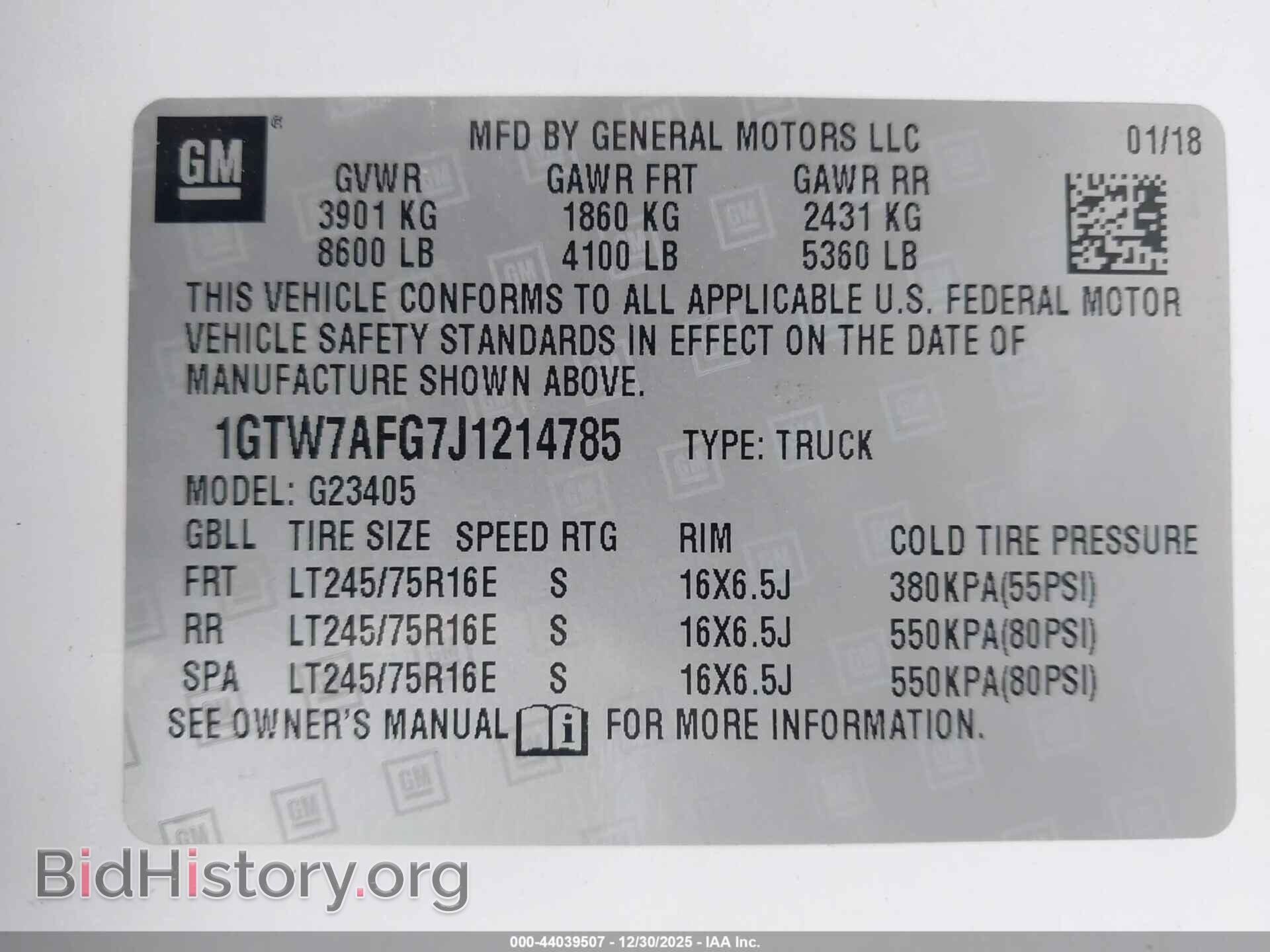 2018 GMC SAVANA 2500 - VIN: 1GTW7AFG7J1214785 - Фото 9