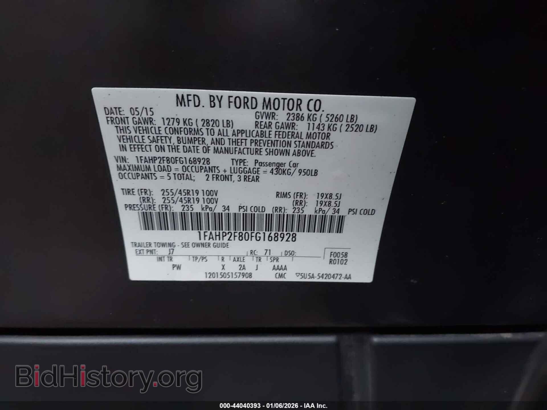 2015 FORD TAURUS - VIN: 1FAHP2F80FG168928 - Photo 9