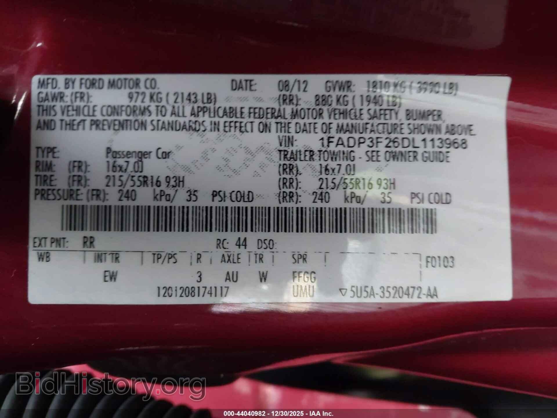 2013 FORD FOCUS - VIN: 1FADP3F26DL113968 - Фото 9