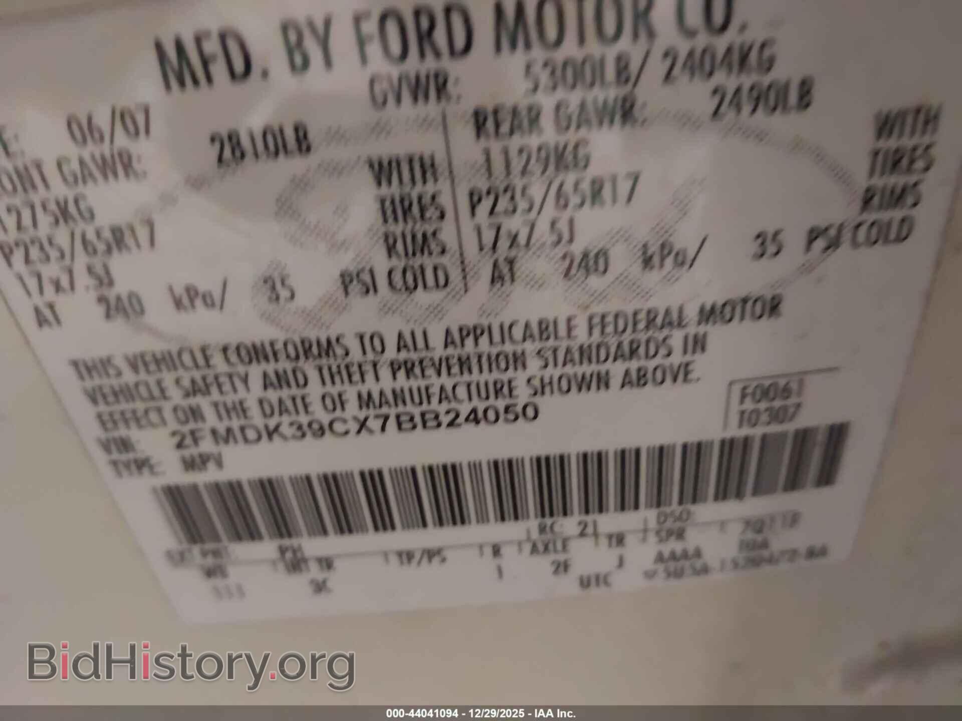 2007 FORD EDGE - VIN: 2FMDK39CX7BB24050 - Photo 9