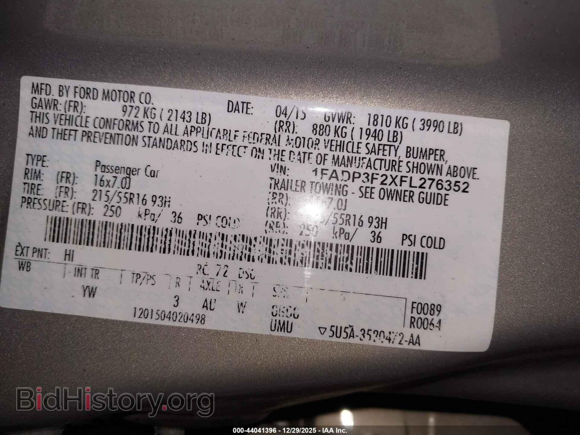 2015 FORD FOCUS - VIN: 1FADP3F2XFL276352 - Фото 9