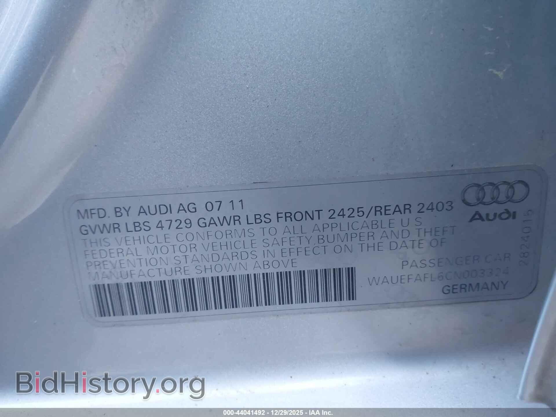 2012 AUDI A4 - VIN: WAUEFAFL6CN003324 - Photo 9