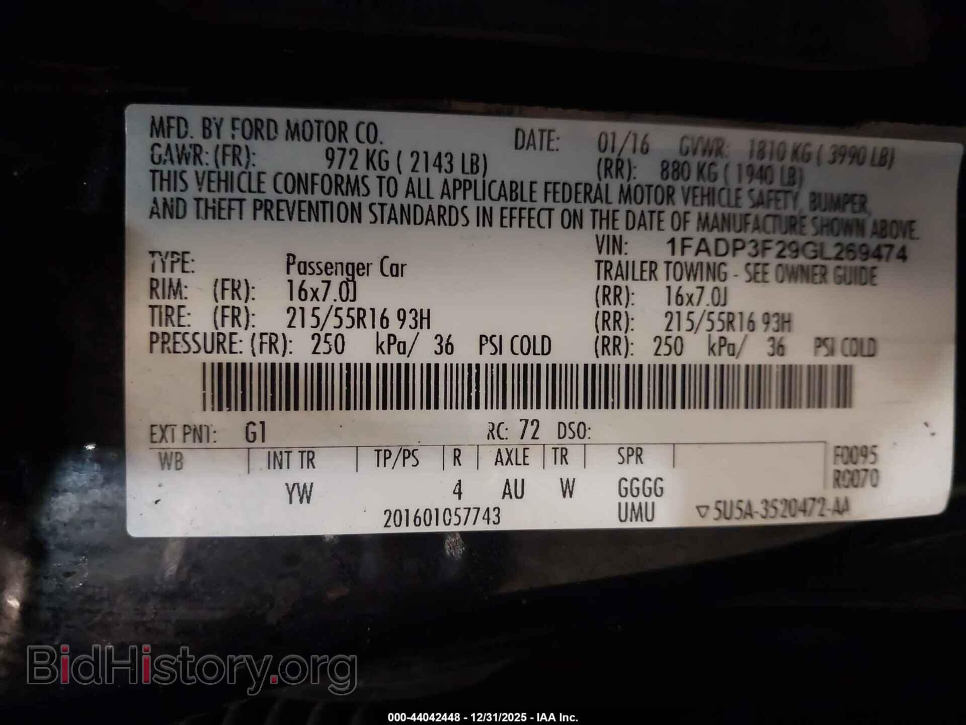2016 FORD FOCUS - VIN: 1FADP3F29GL269474 - Фото 9