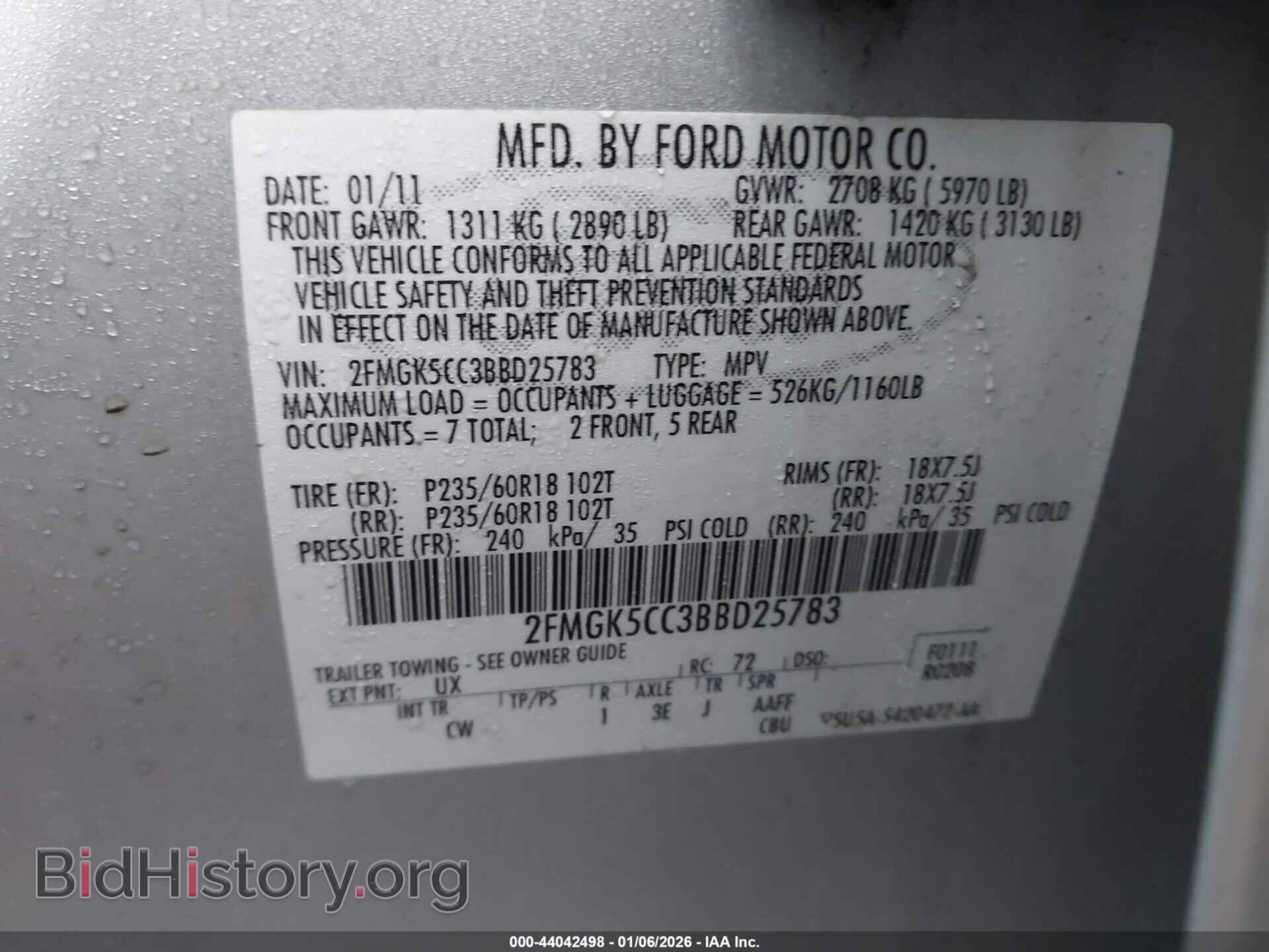 2011 FORD FLEX - VIN: 2FMGK5CC3BBD25783 - Photo 9