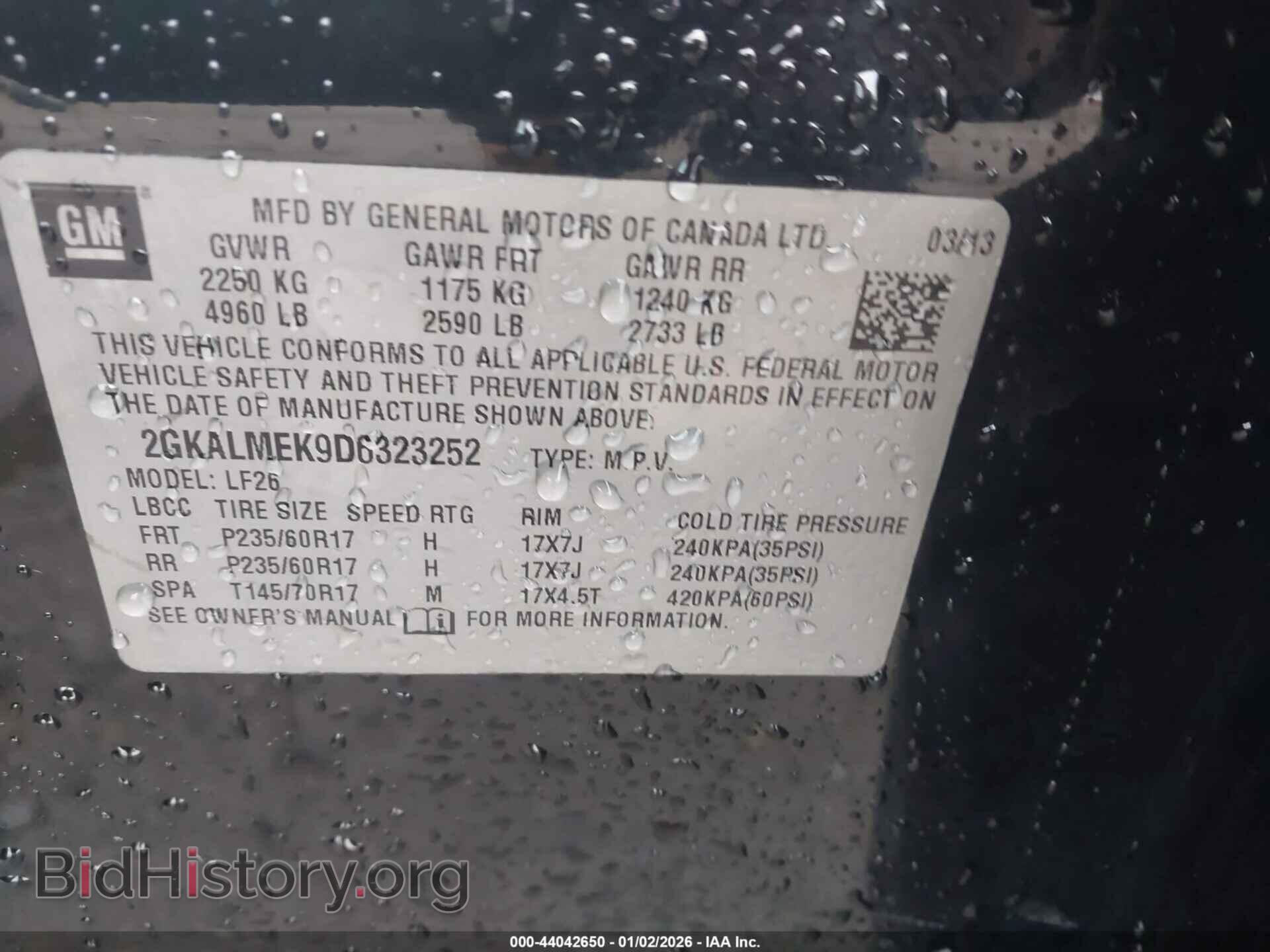 2013 GMC TERRAIN - VIN: 2GKALMEK9D6323252 - Photo 9