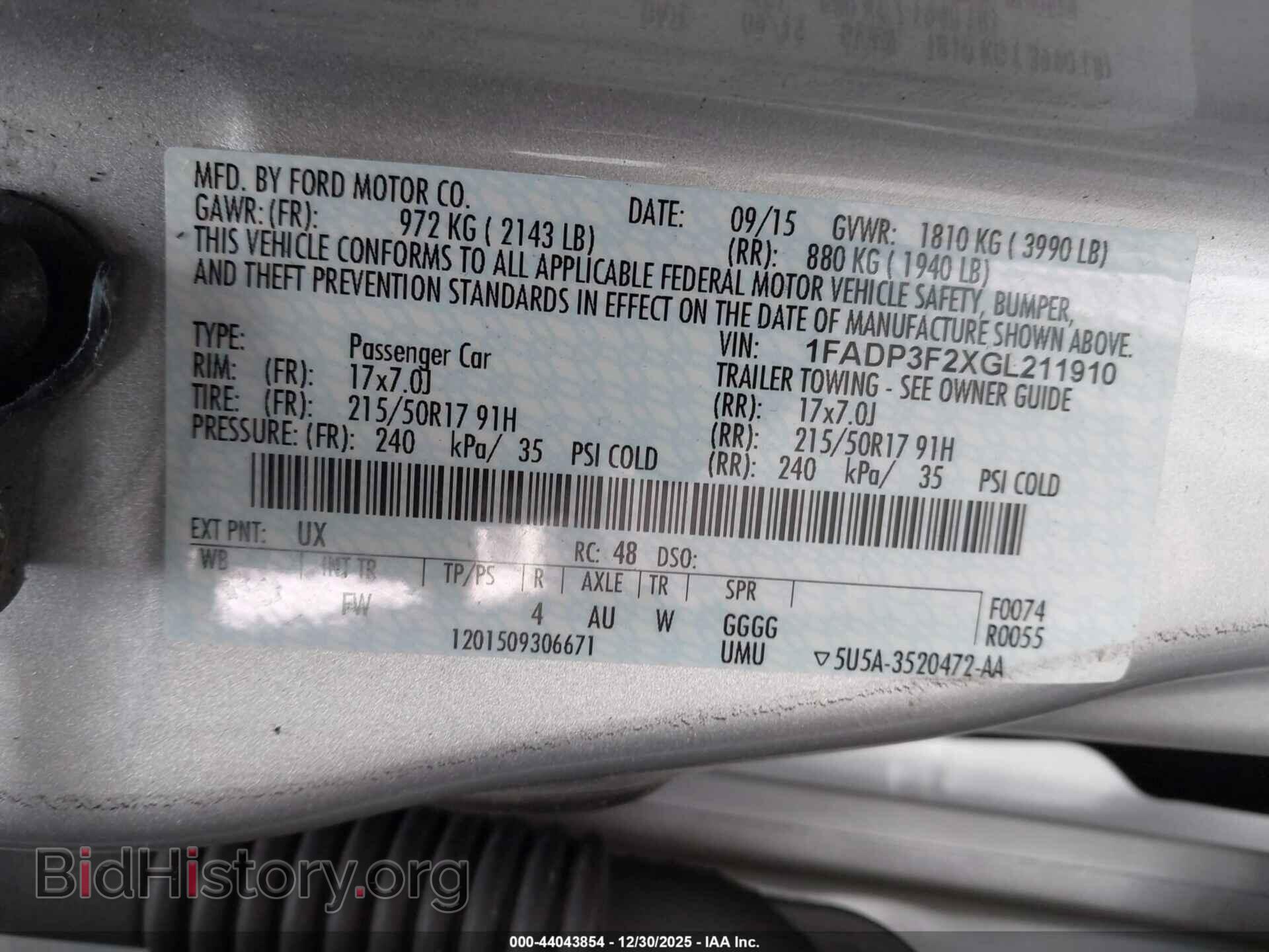 2016 FORD FOCUS - VIN: 1FADP3F2XGL211910 - Фото 9