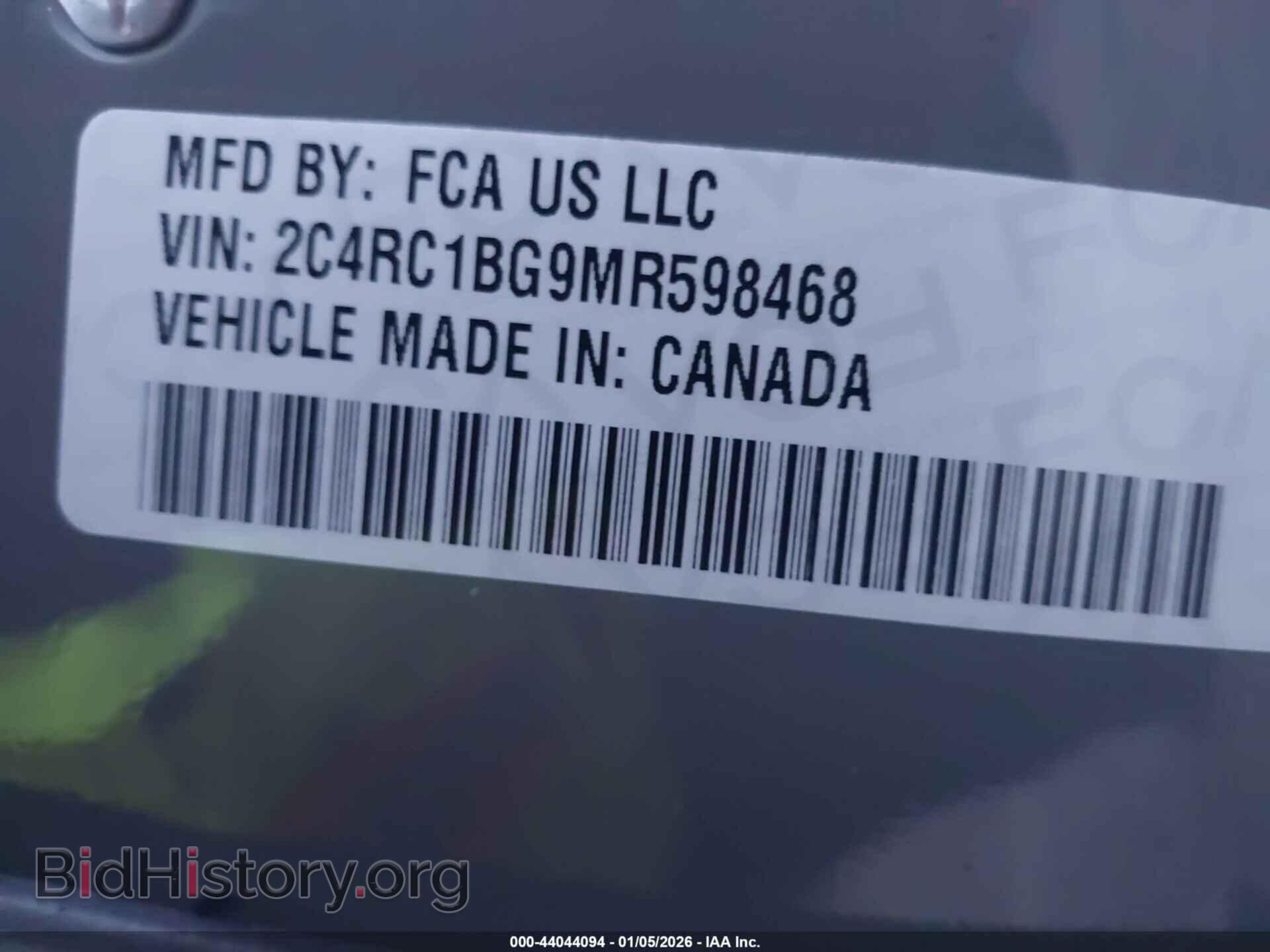 2021 CHRYSLER PACIFICA - VIN: 2C4RC1BG9MR598468 - Фото 2