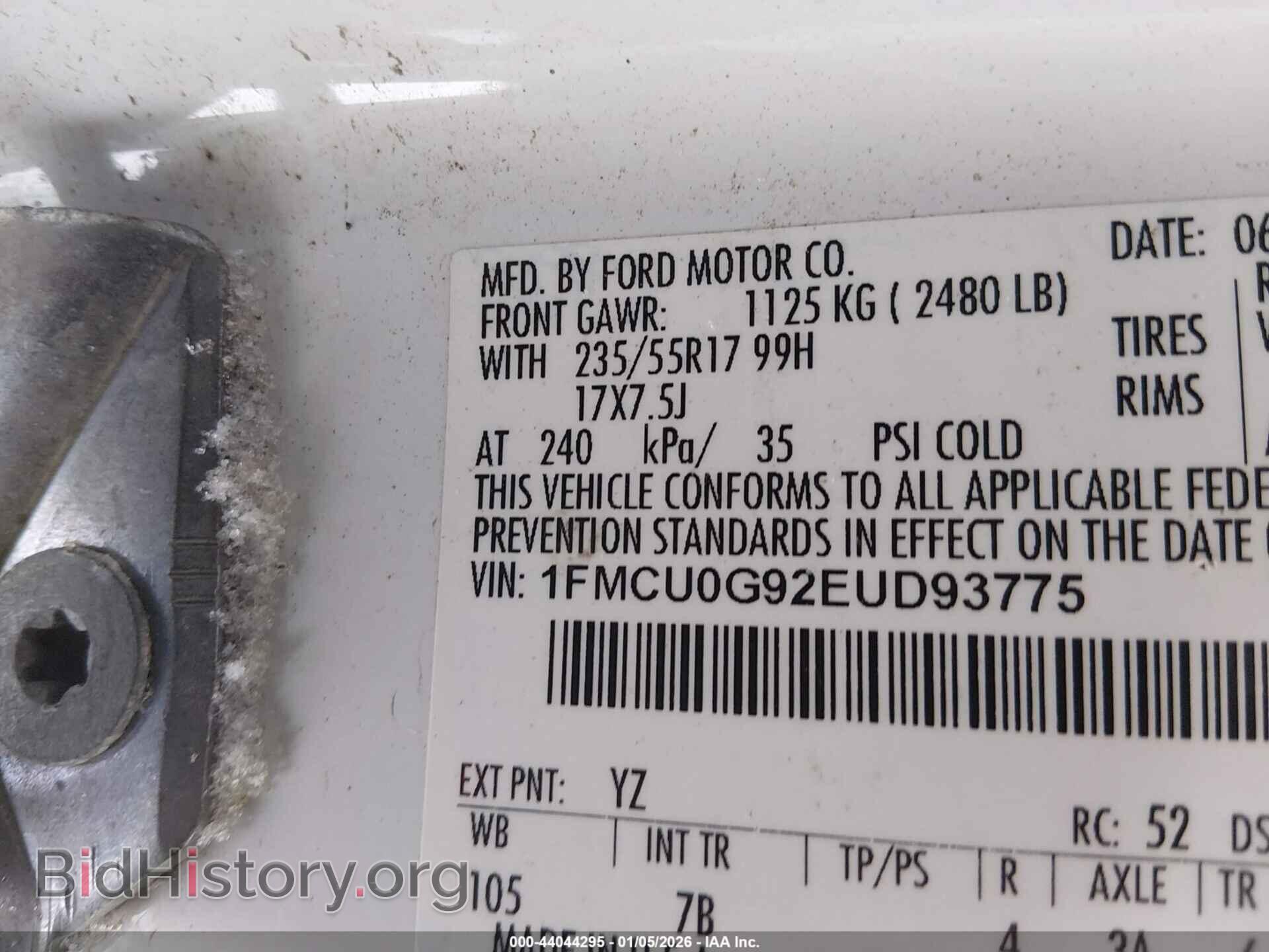 2014 FORD ESCAPE - VIN: 1FMCU0G92EUD93775 - Фото 9