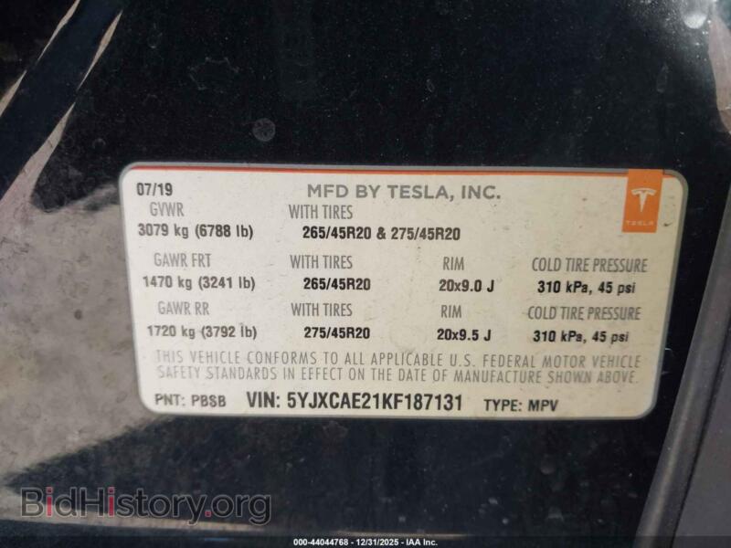 2019 Tesla MODEL X (VIN 5YJXCAE21KF187131) — фото 9 из 17