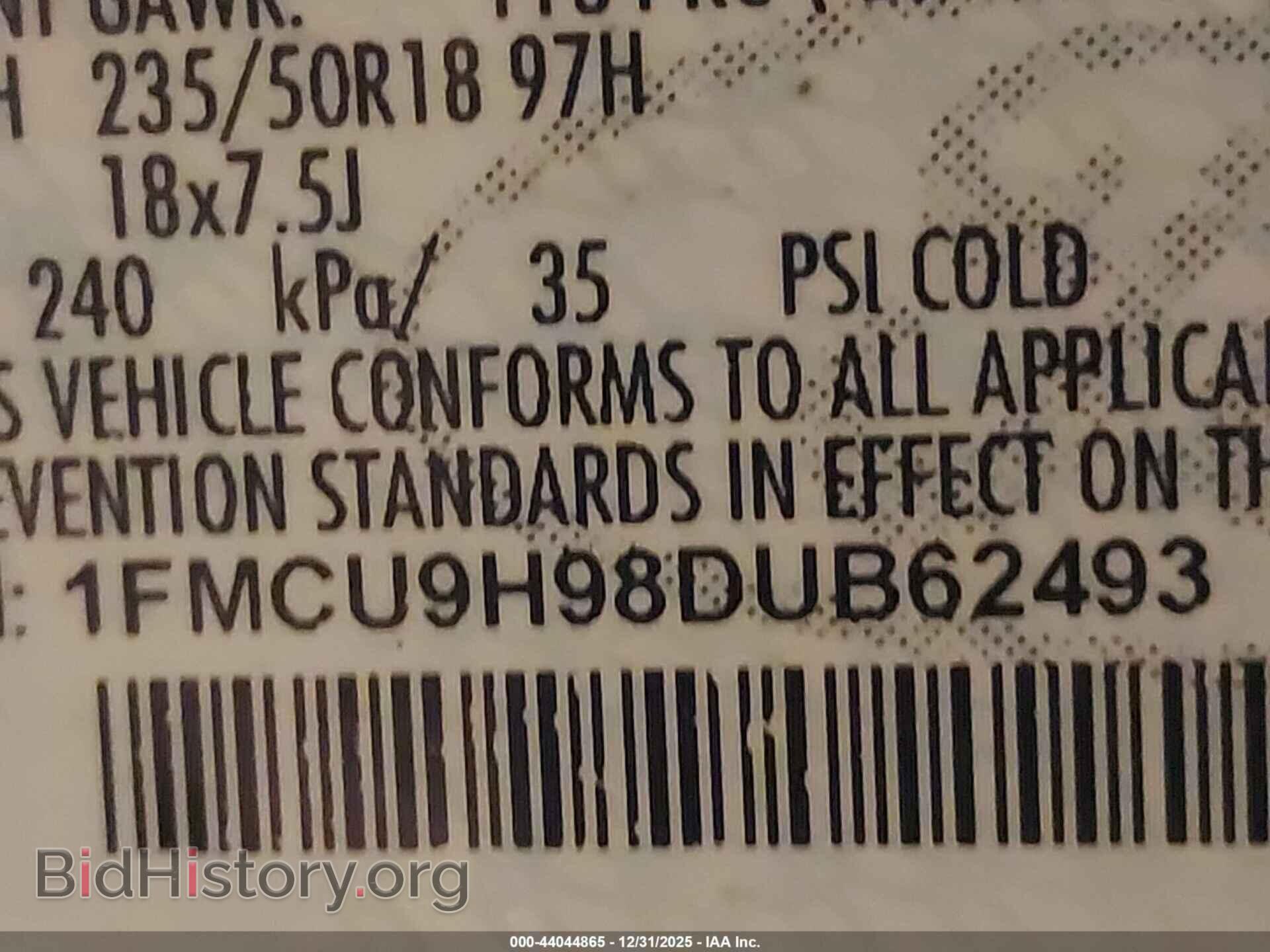 2013 FORD ESCAPE - VIN: 1FMCU9H98DUB62493 - Фото 9