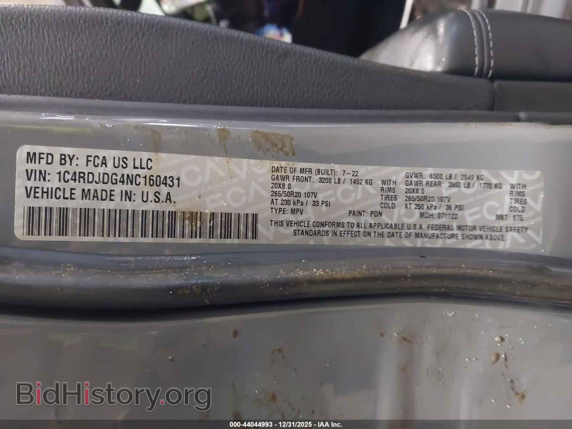 2022 DODGE DURANGO - VIN: 1C4RDJDG4NC160431 - Фото 9